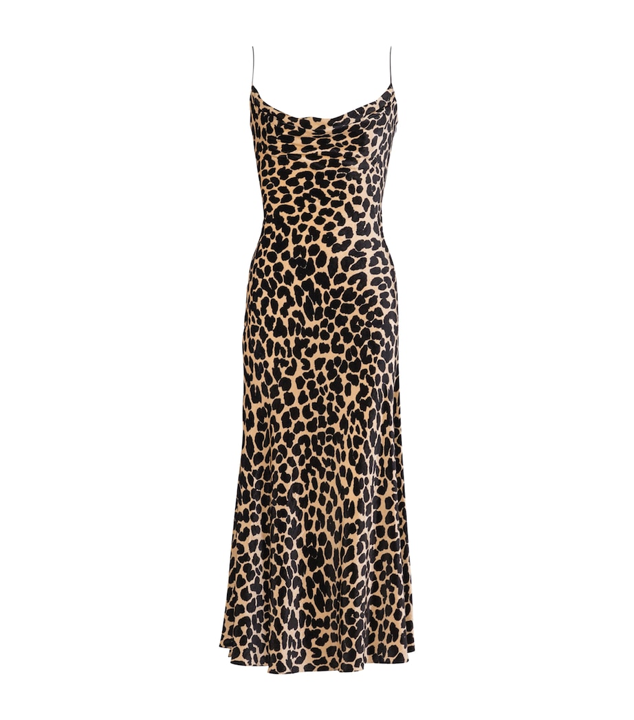 Velvet Leopard Print Midi Dress GBA BEIGE/NOIR Image 1