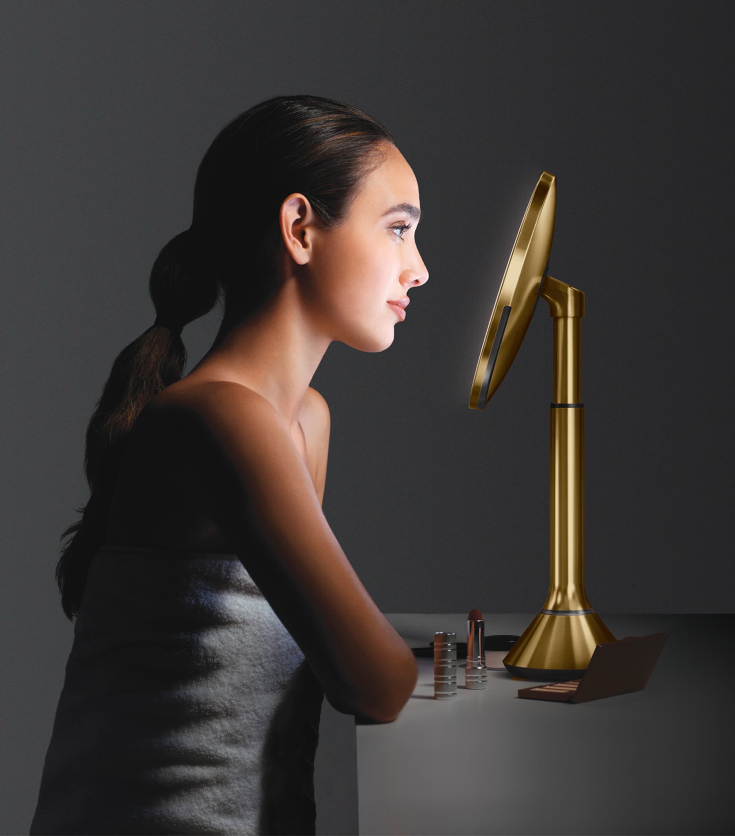 Simplehuman Round Sensor Touch Mirror Brass Stn Steel Image 6