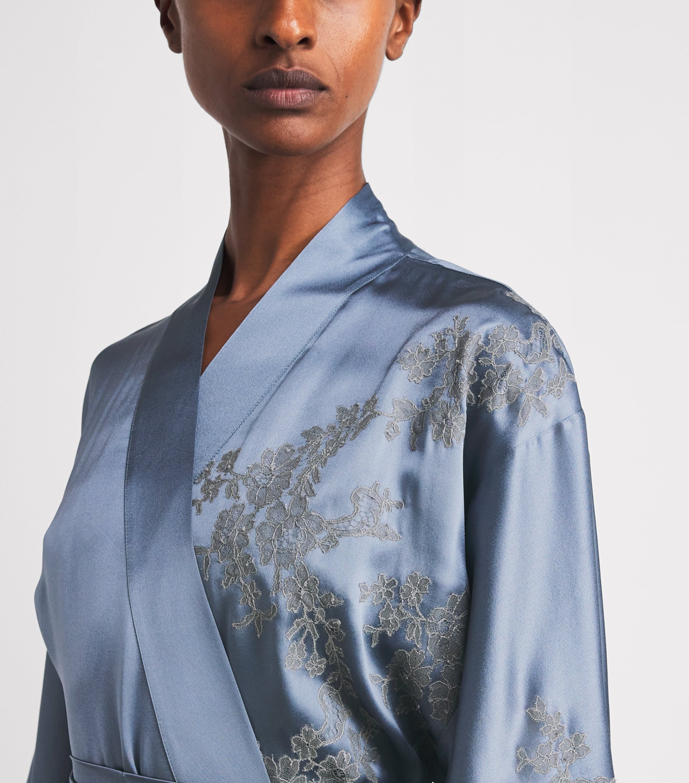 Carine Gilson Womens Silk Long Cérès Robe Bluestone Image 3