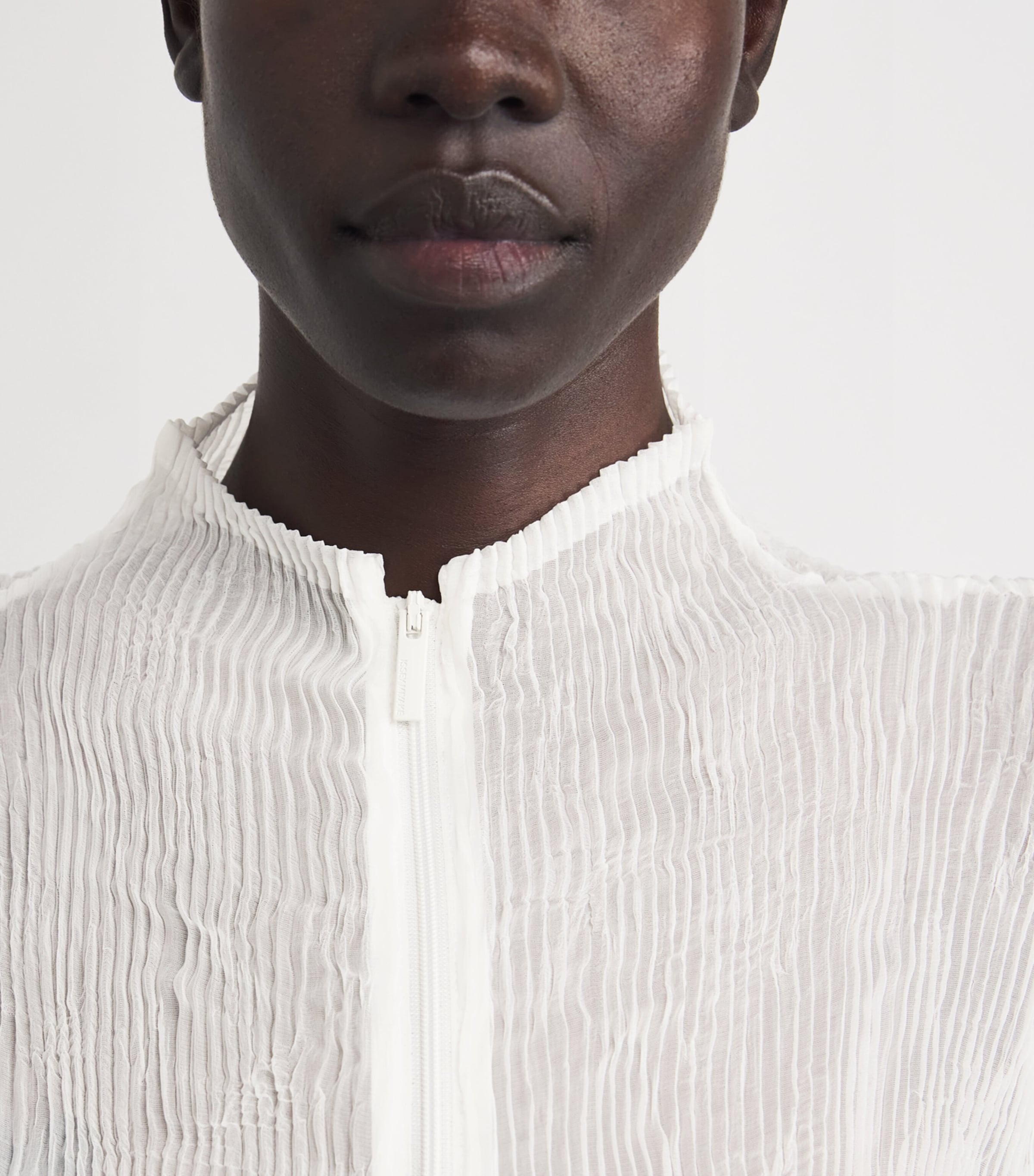 Chiffon Twist Pleats Zip Cardigan 01 Image 6