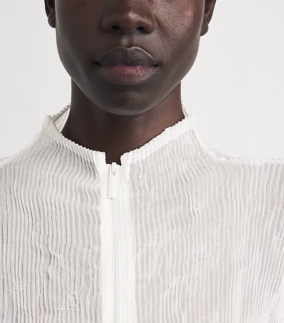 Chiffon Twist Pleats Zip Cardigan 01 Image 6