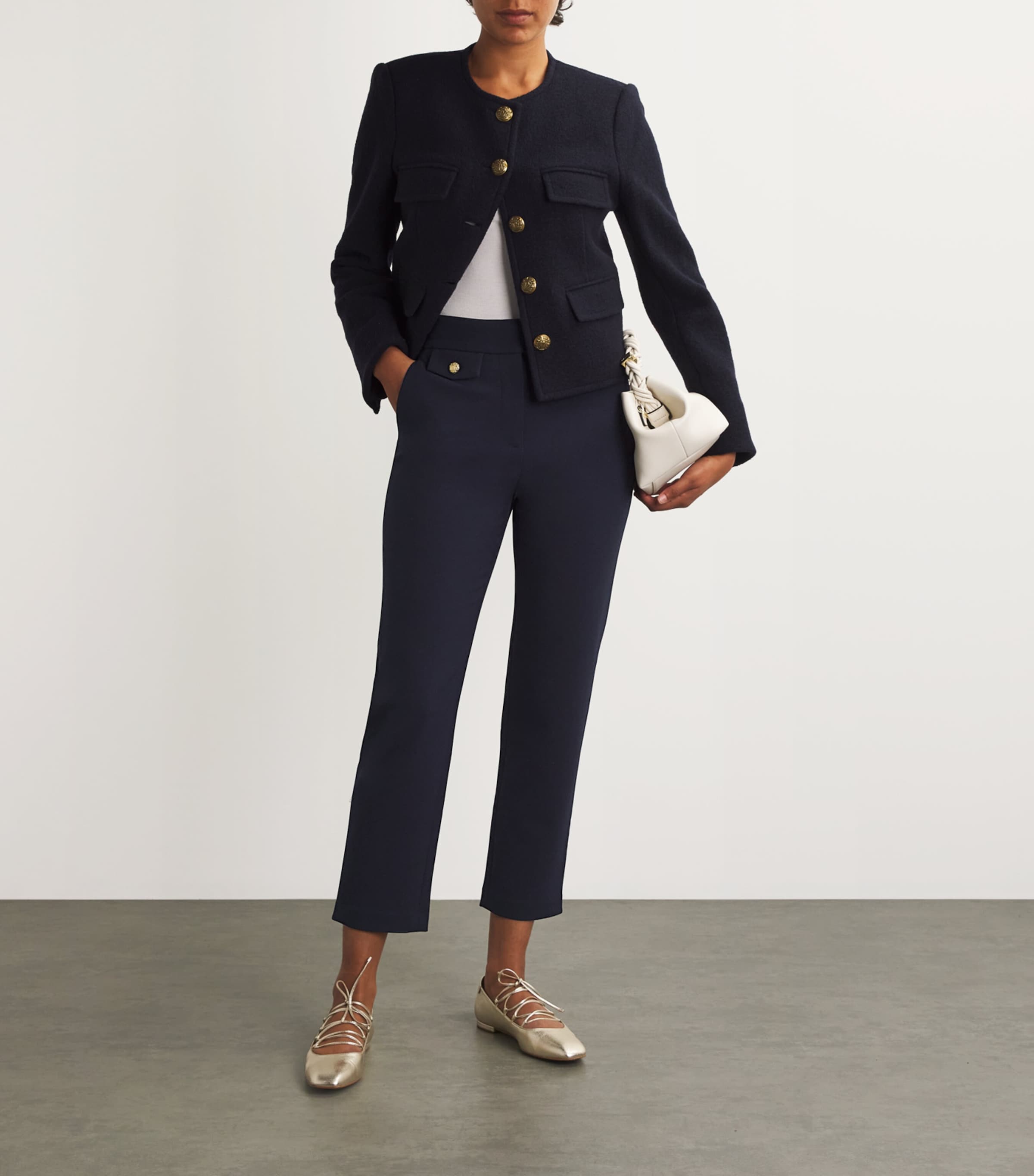 Woven Cropped Renzo Trousers NAVY/GOLD Image 2