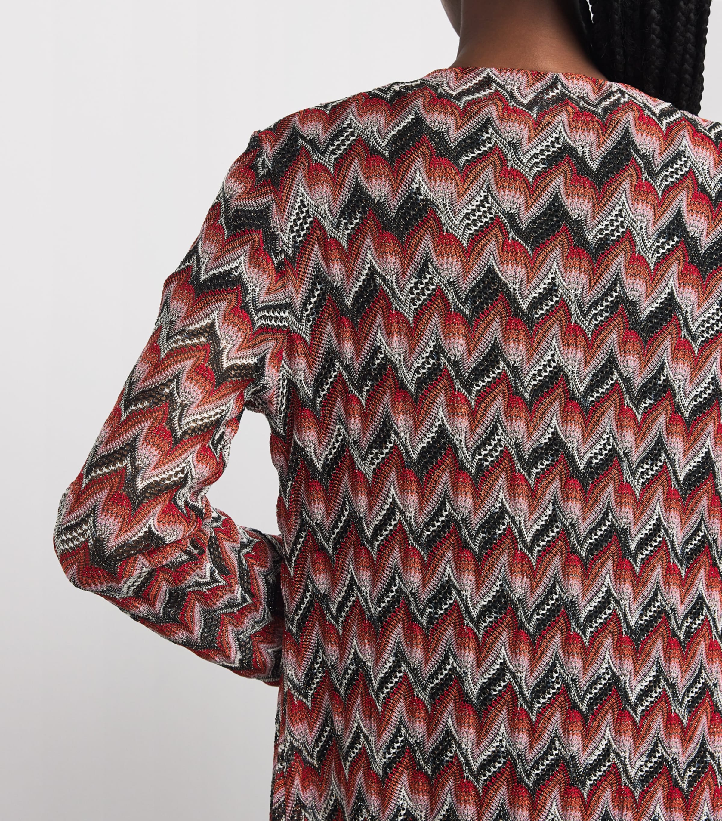 Zigzag Open-Front Cardigan S4175 RED/BLACK Image 6