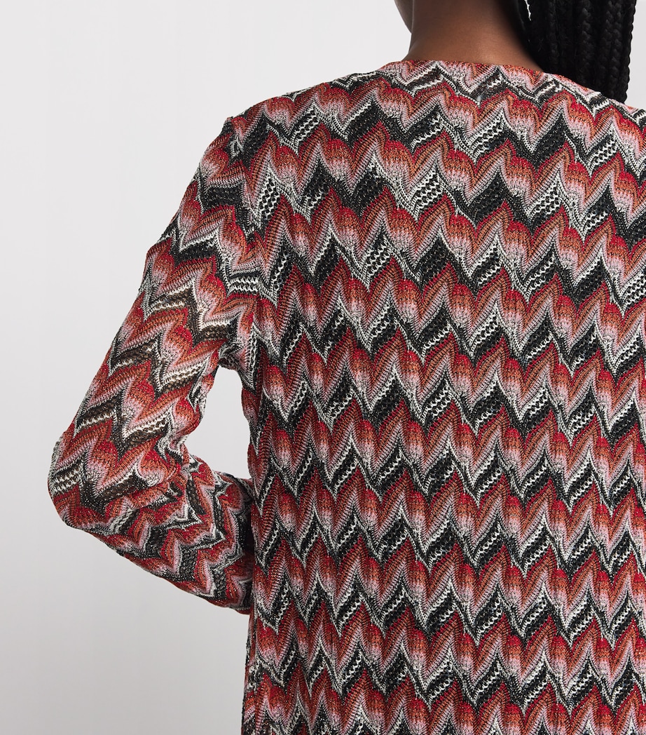 Zigzag Open-Front Cardigan S4175 RED/BLACK Image 6