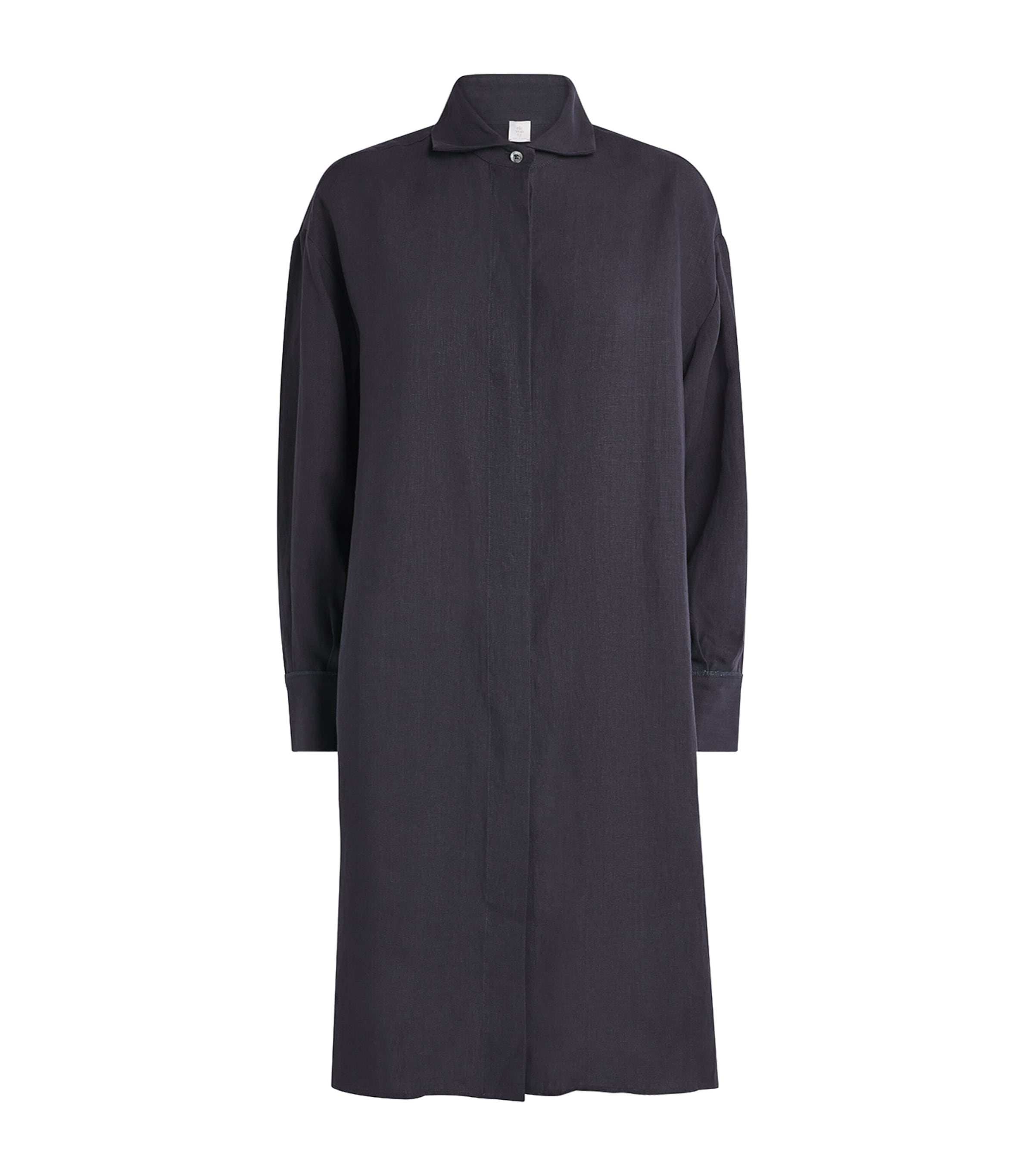 Eleventy Linen Longline Shirt In Gray