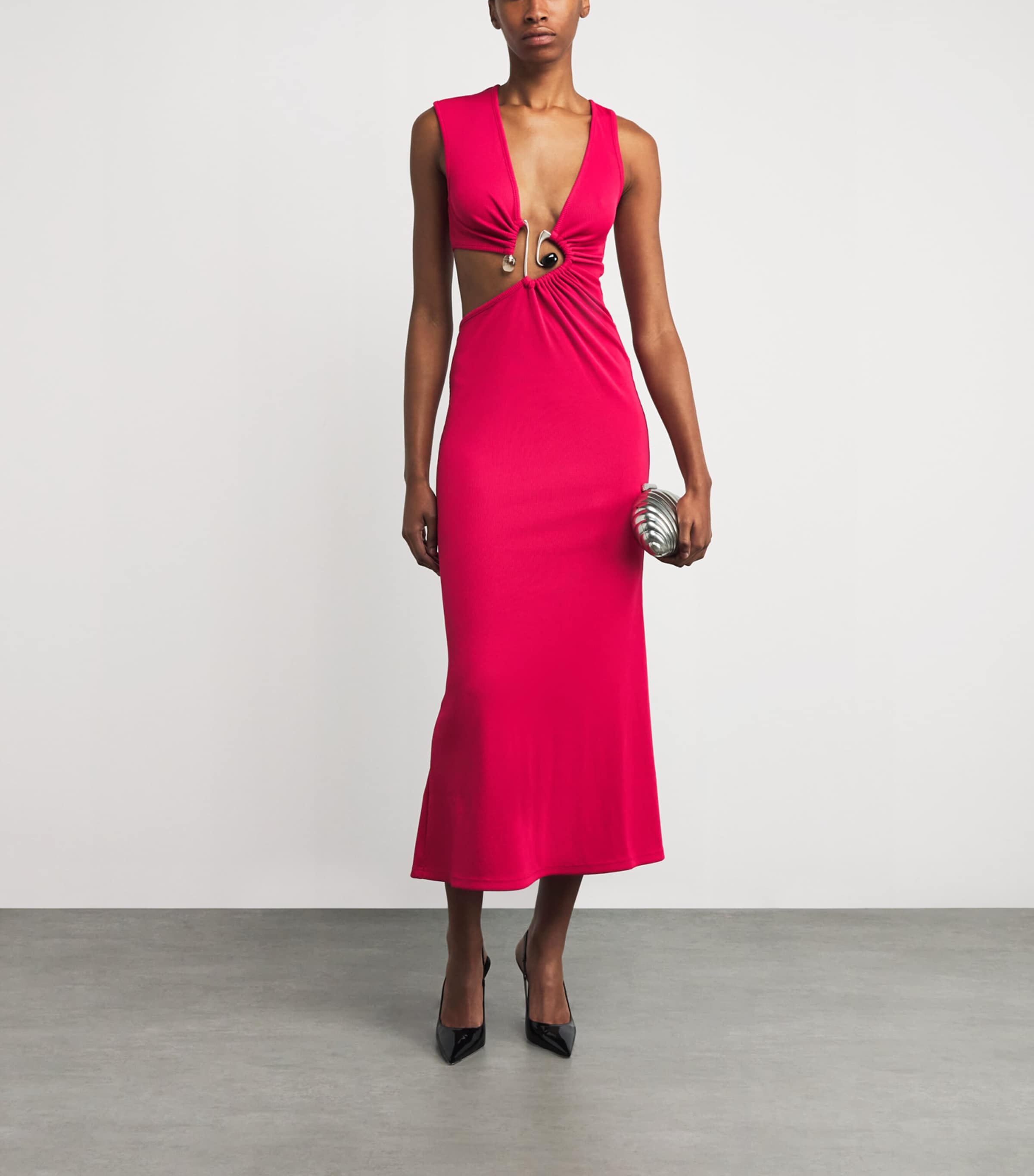 Spiral Crystal Cut-Out Maxi Dress CRANBERRY Image 2