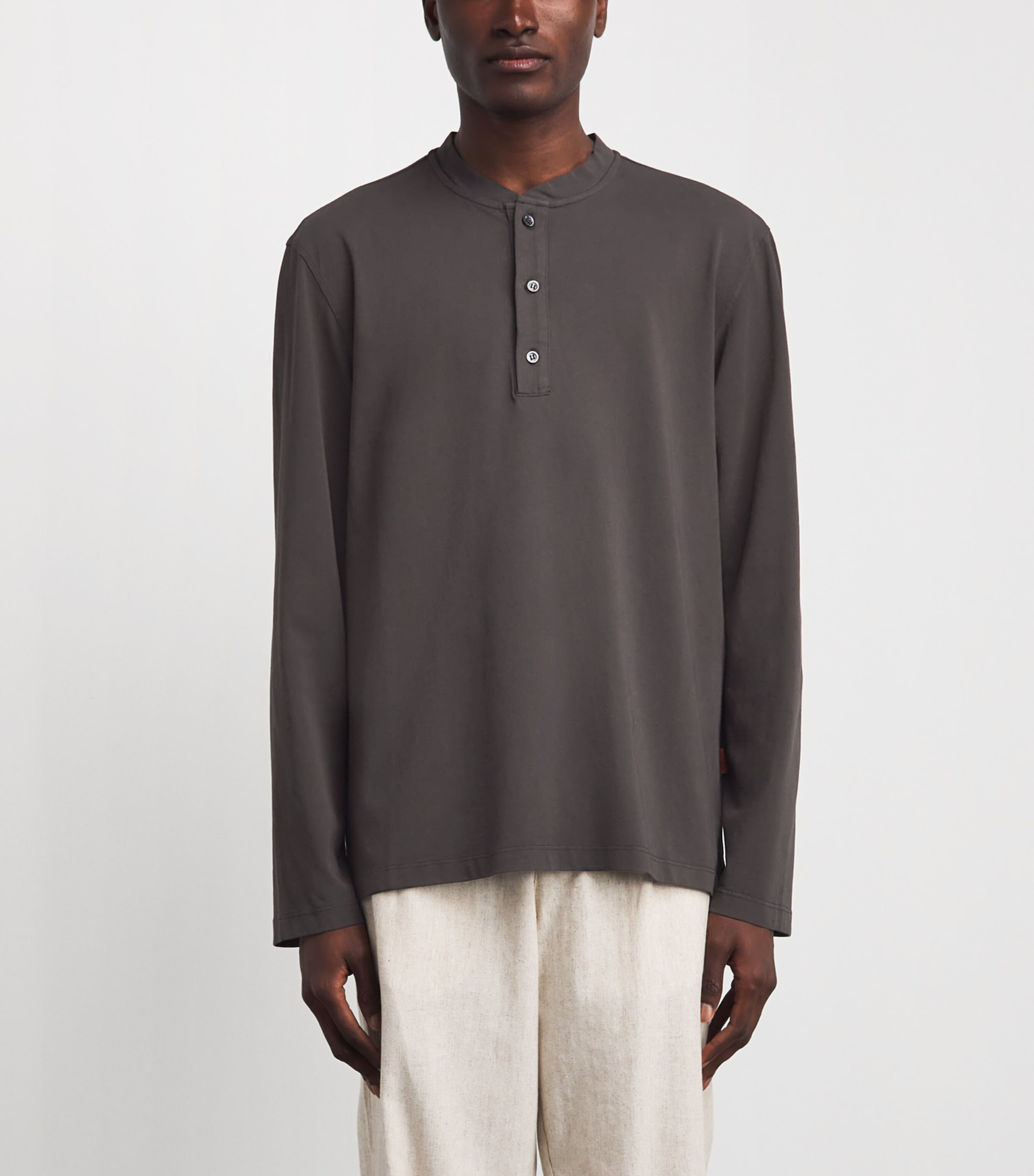 Barena Mens Cotton Jersey Henley Top Moro Image 4