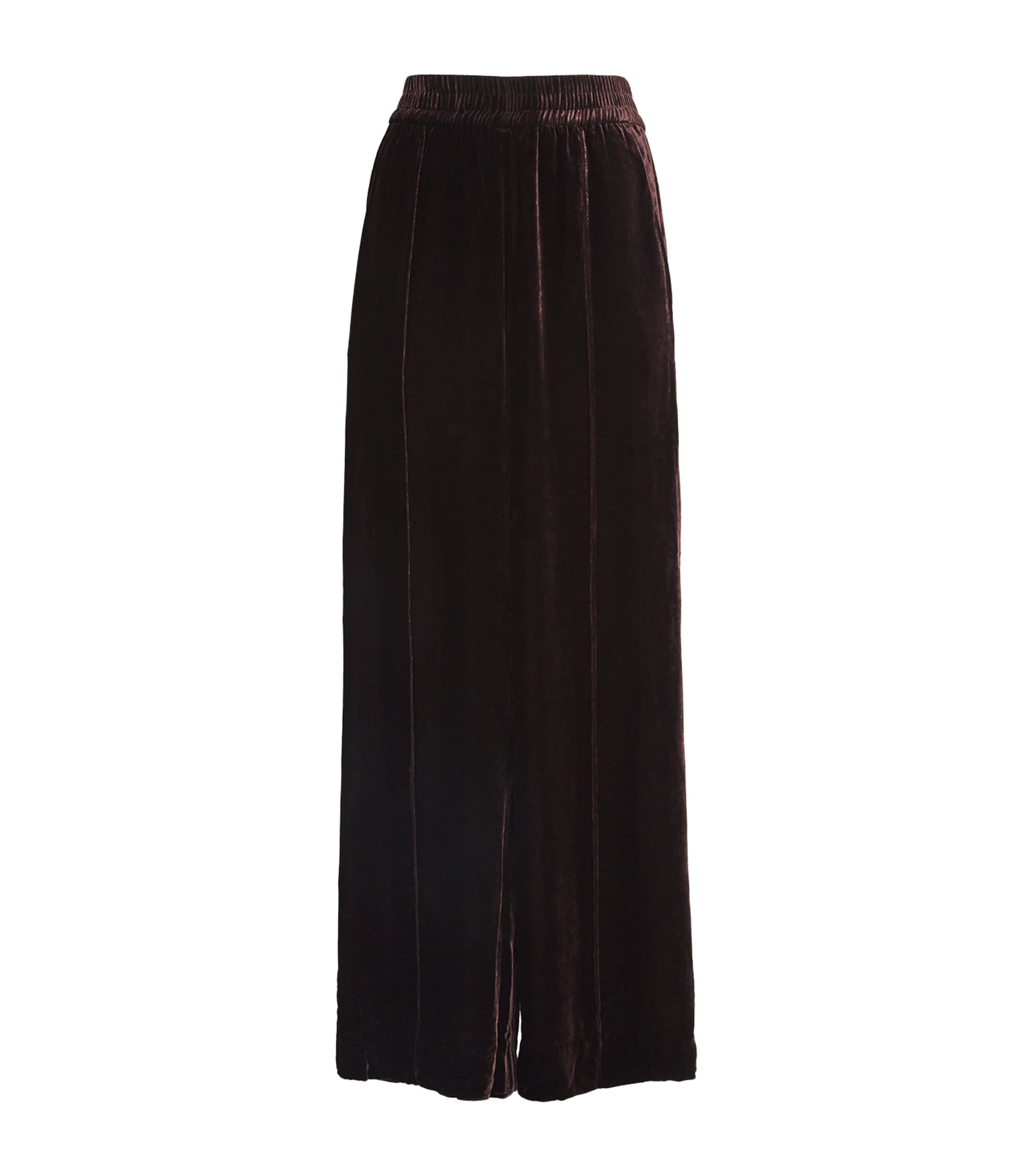 Me+em Velvet Wide-leg Trousers In Brown