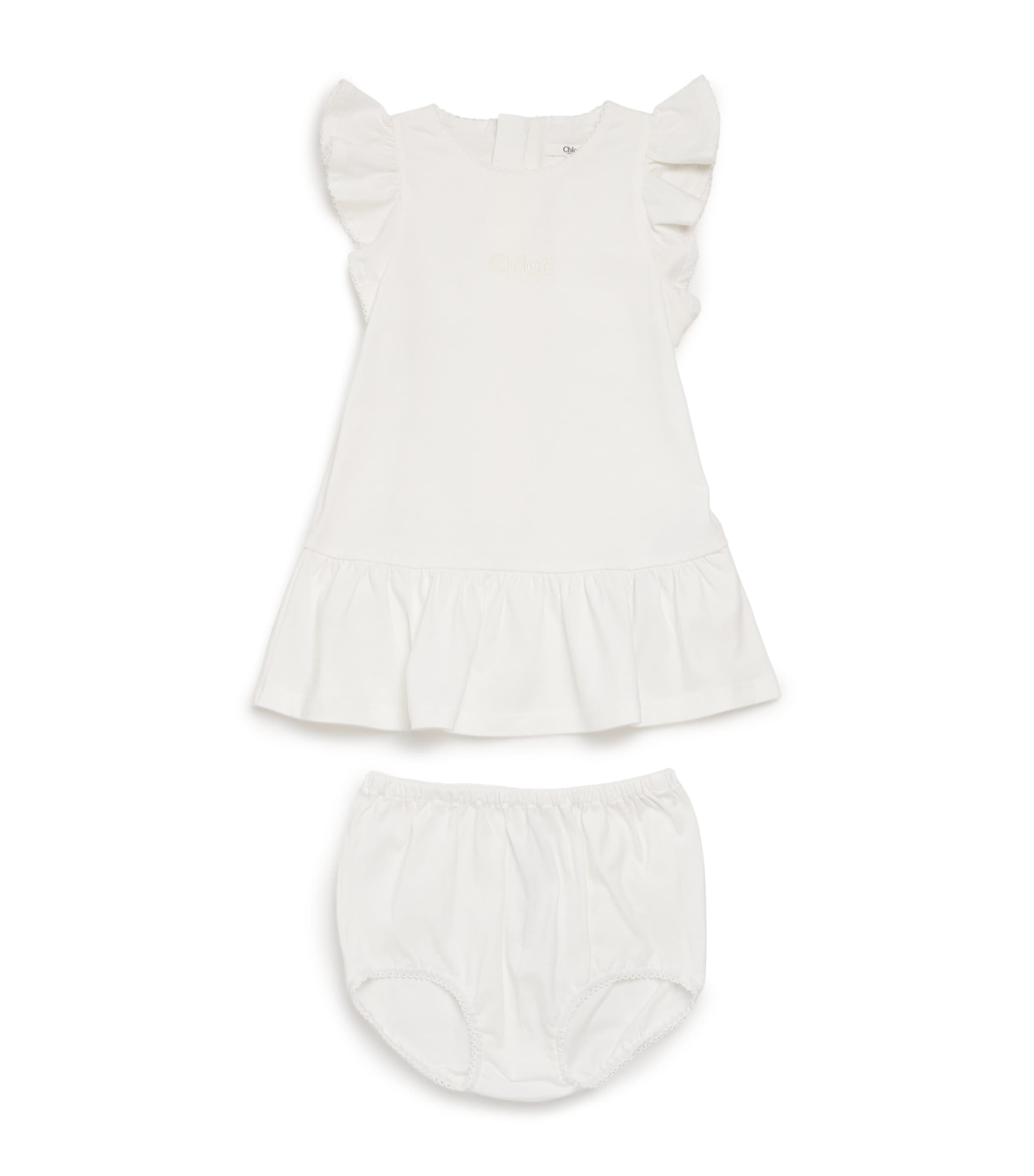 Chloé Cotton Dress And Bloomers Set In White