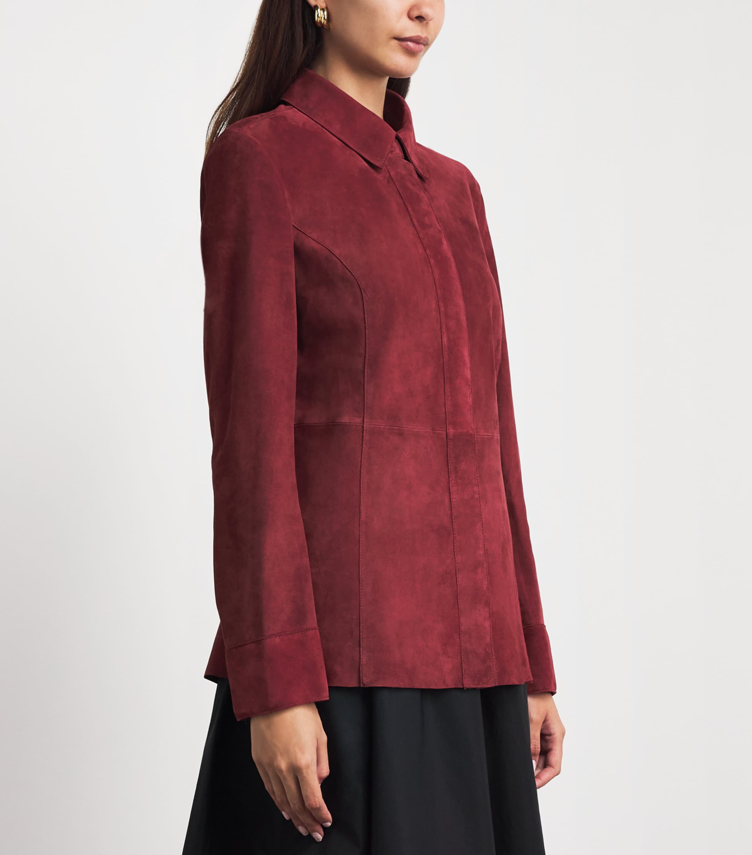 FRAME Womens The Suede Shirt Garnet Image 4