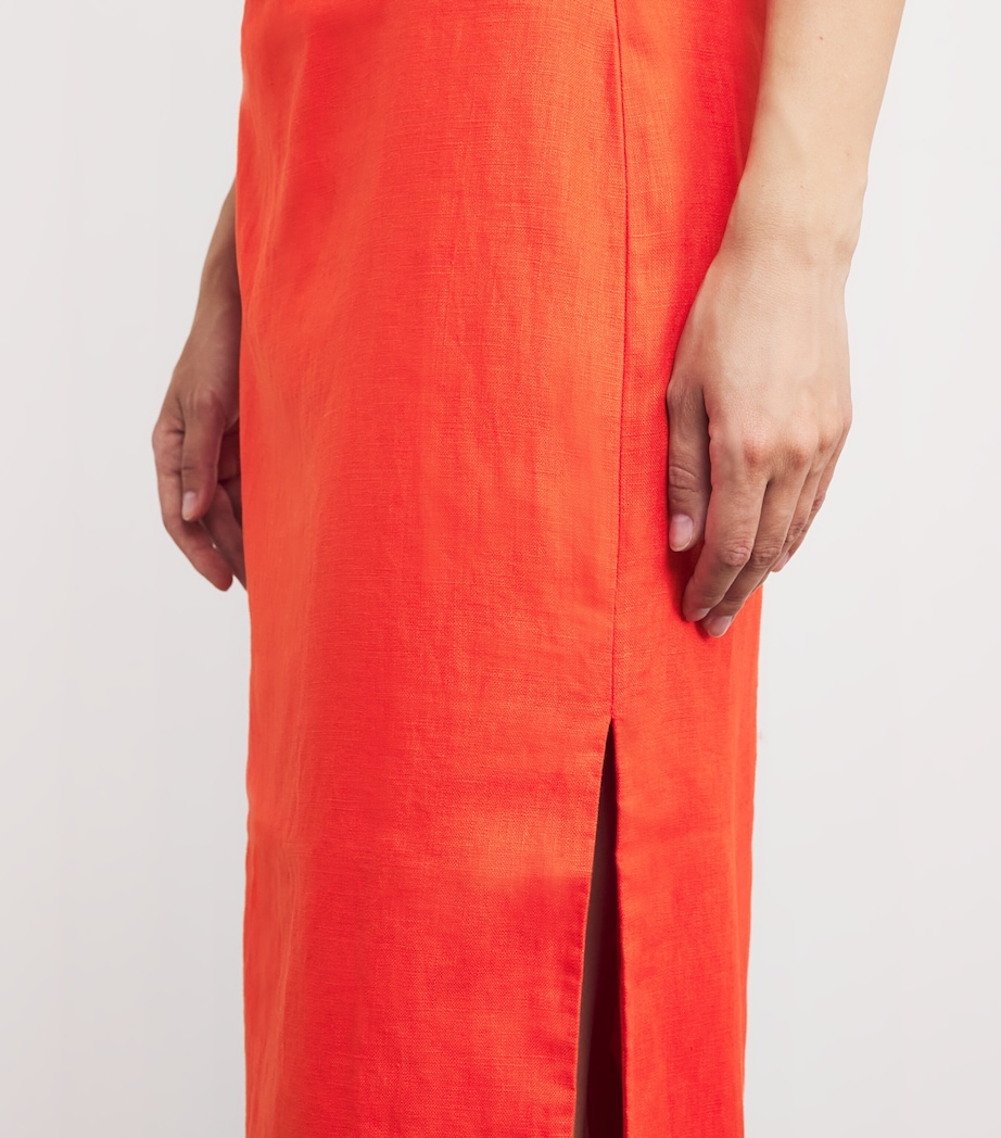 Linen Panettone Midi Dress TANGERINE Image 4
