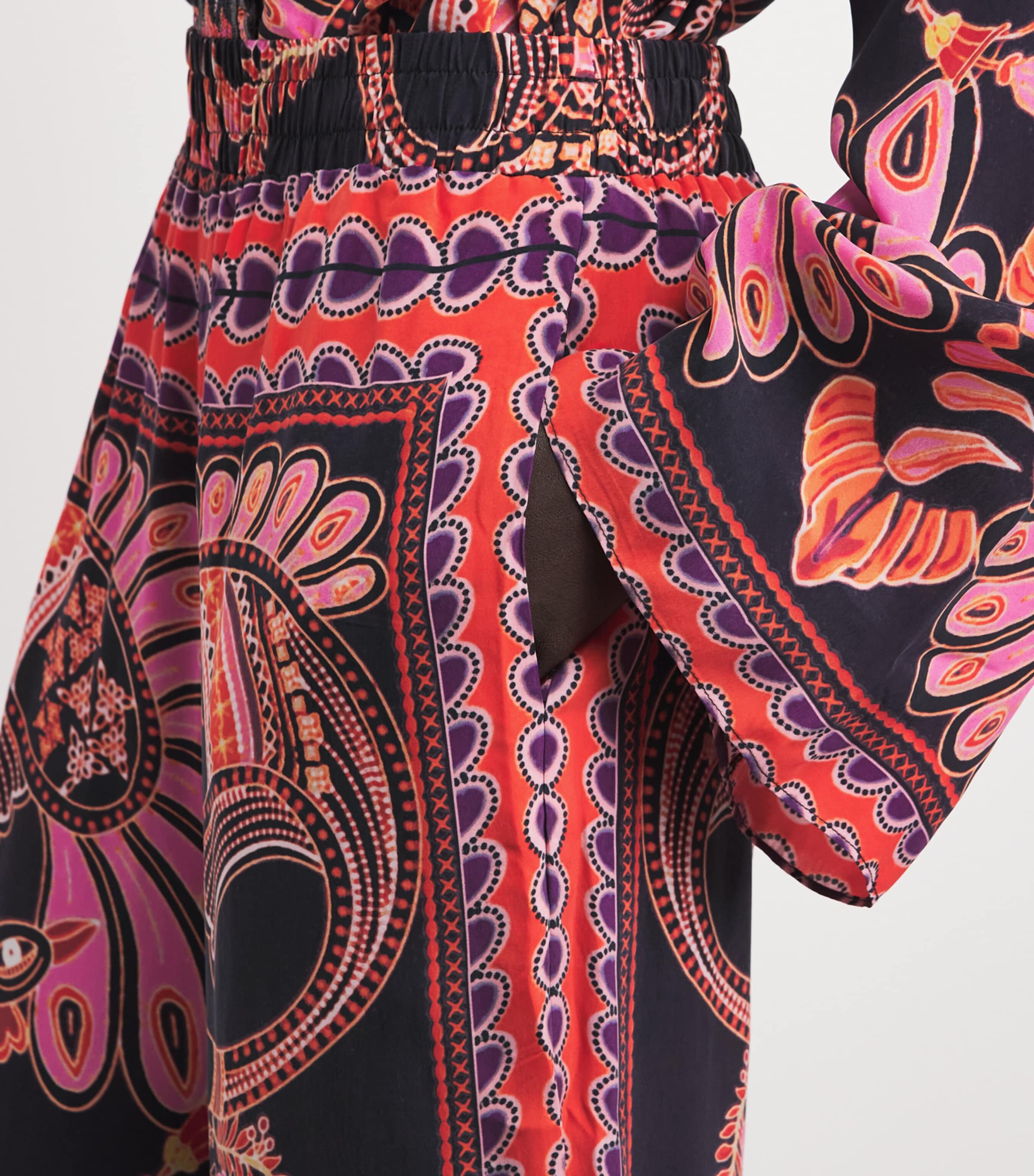 LUG VON SIGA Womens Printed Madison Wide-Leg Trousers Black Pink Mlticolor Image 3