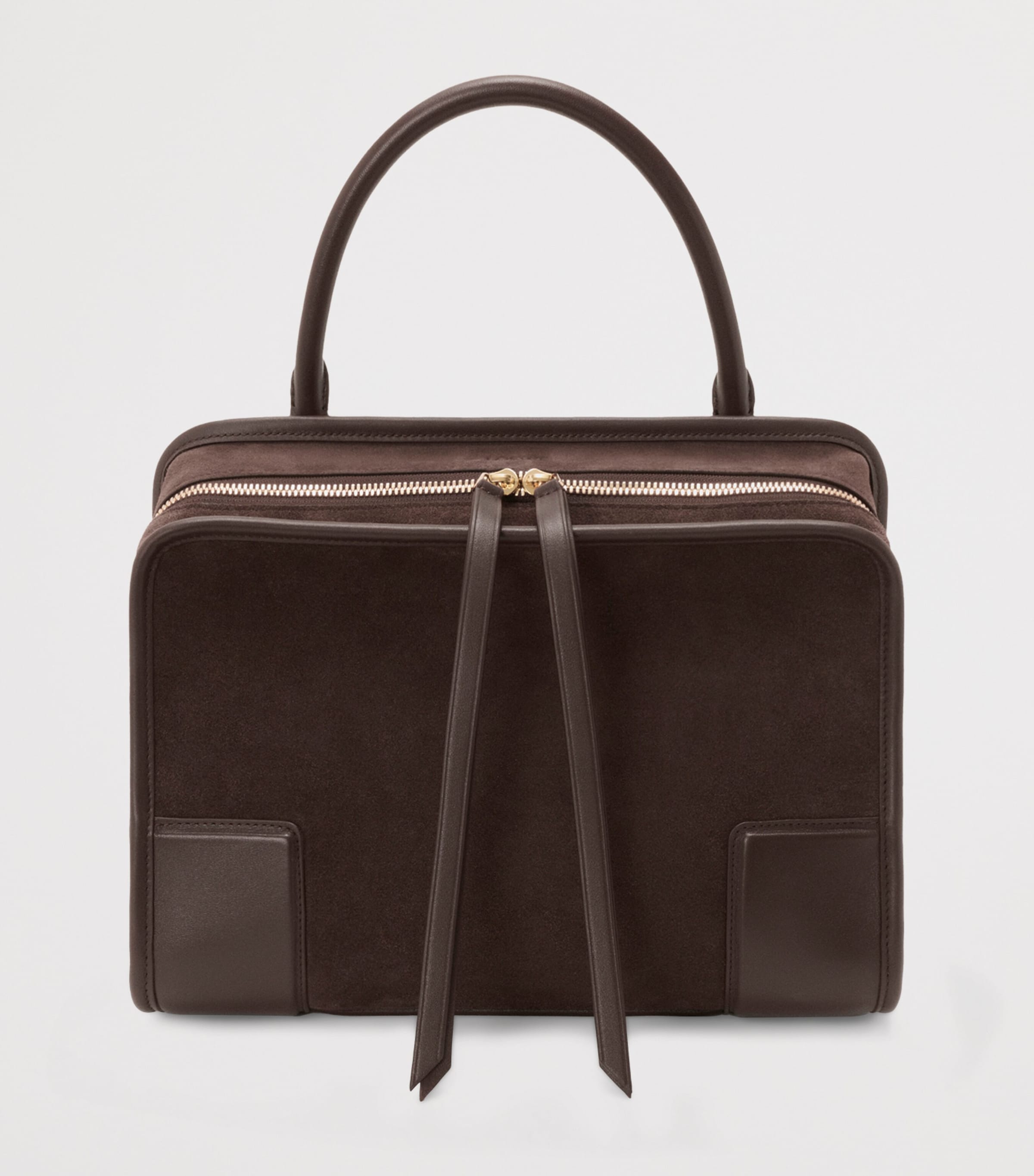 LOEWE Womens Medium Suede Amazona 180 Top-Handle Bag Dark Chestnut Image 5