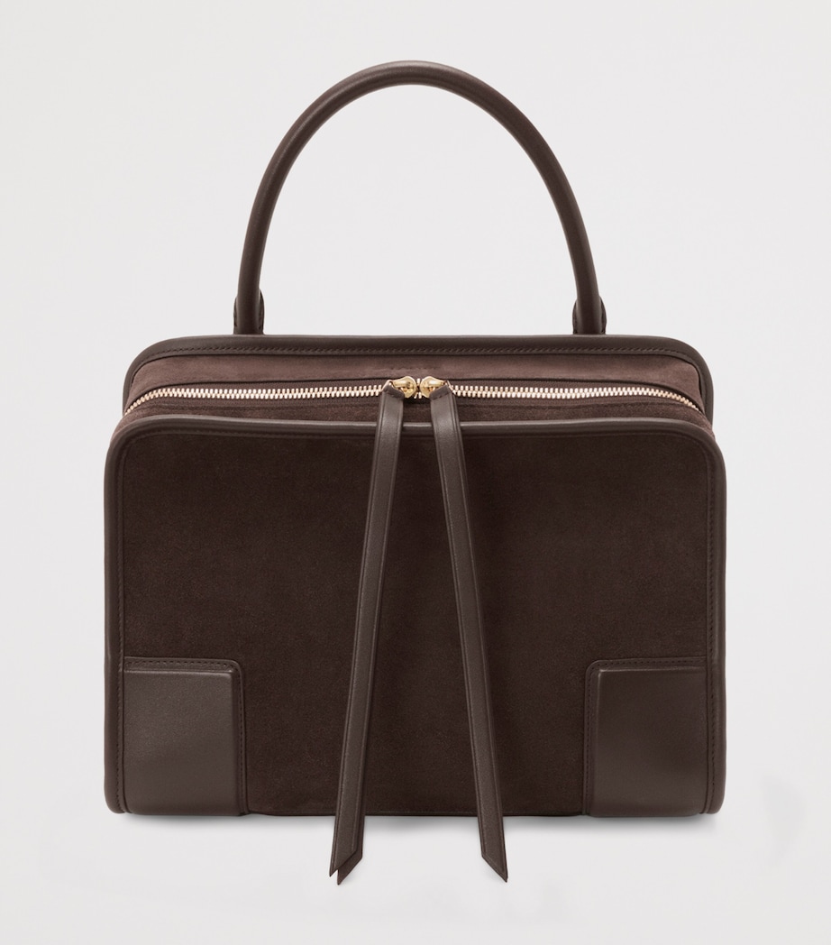 LOEWE Womens Medium Suede Amazona 180 Top-Handle Bag Dark Chestnut Image 5