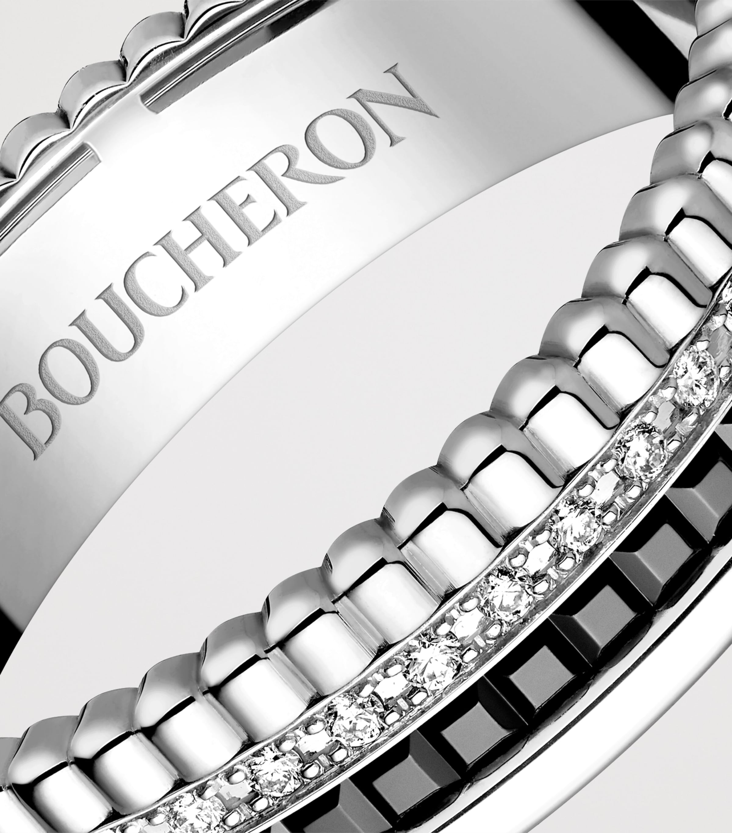 Boucheron Extra Small White Gold and Diamond Quatre Black Edition Ring White Gold Image 3
