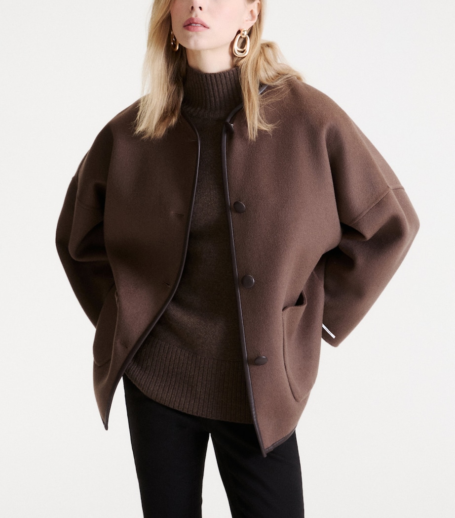 Marella Womens Wool-Blend Buttoned Coat Brown Image 5