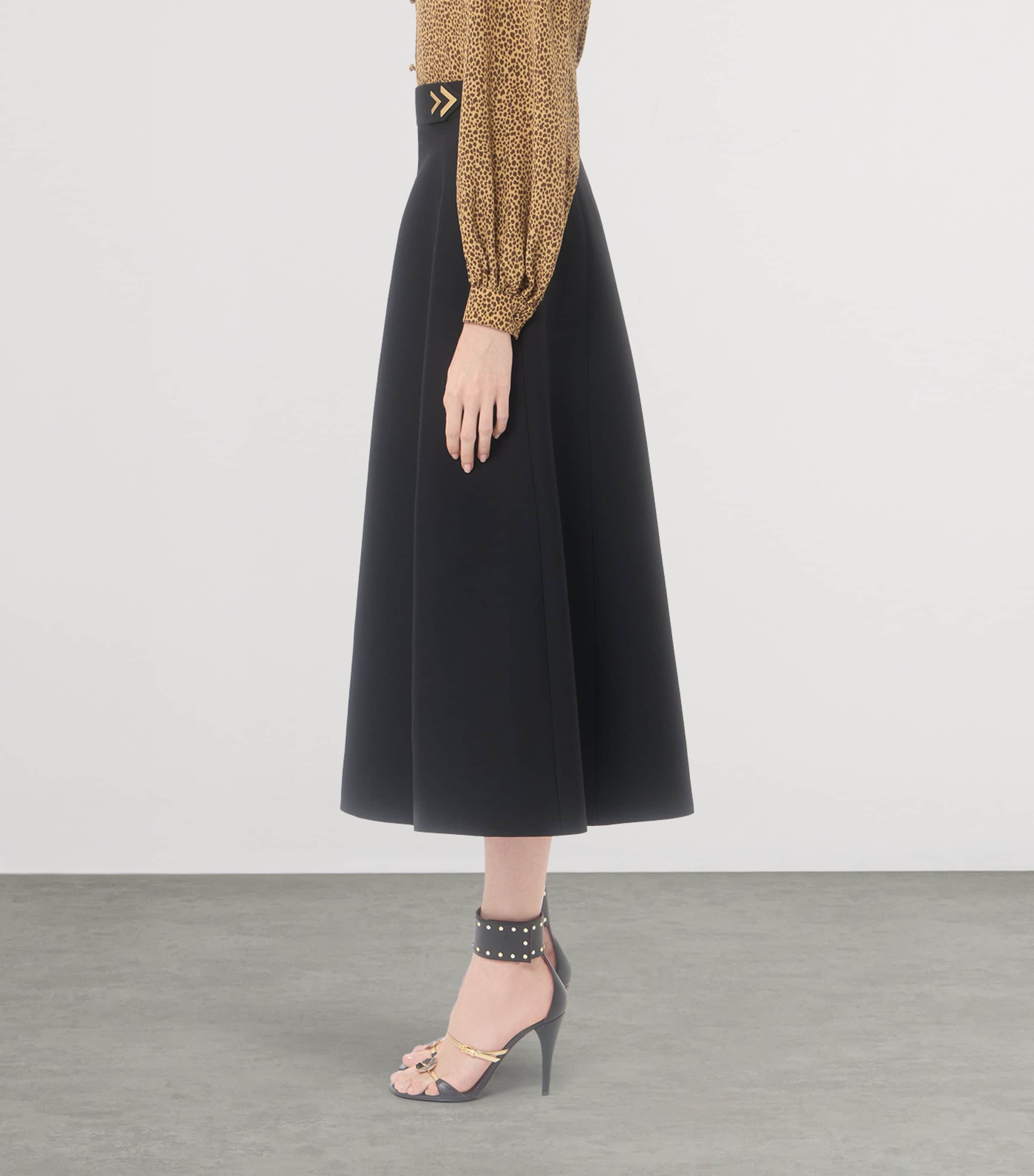 Valentino Womens Wool-Silk Crepe Midi Skirt Image 4