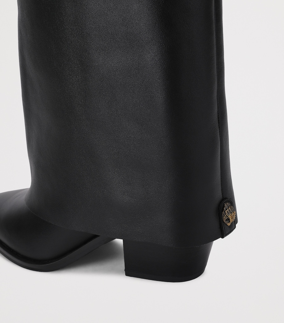 Kurt Geiger London Leather Chiltern Foldover Boots 70 Black Image 4
