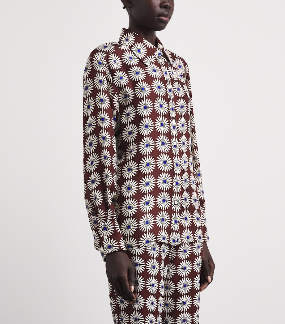 Sandro Paris Womens Silk Floral Shirt Marron / Bleu Image 4
