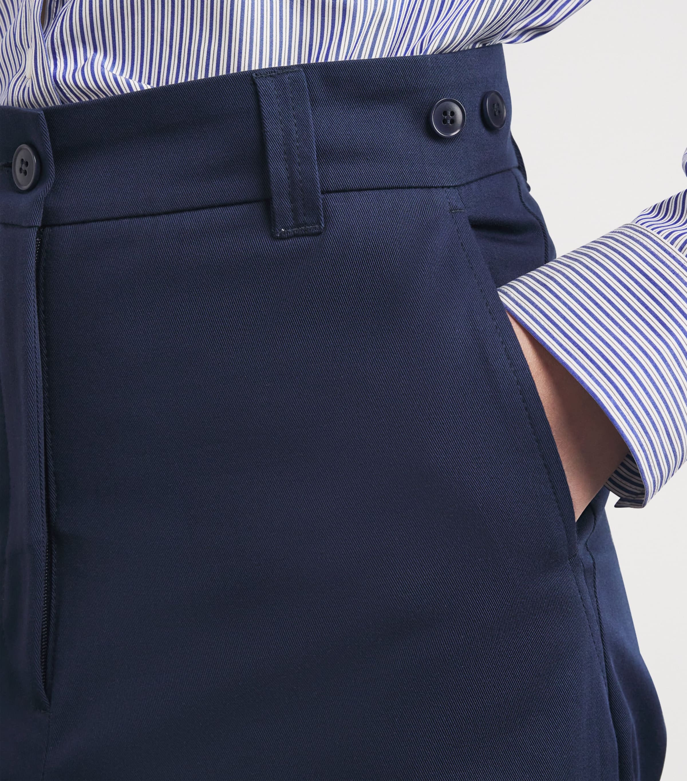 Cotton Wide-Leg Trousers NAVY Image 6