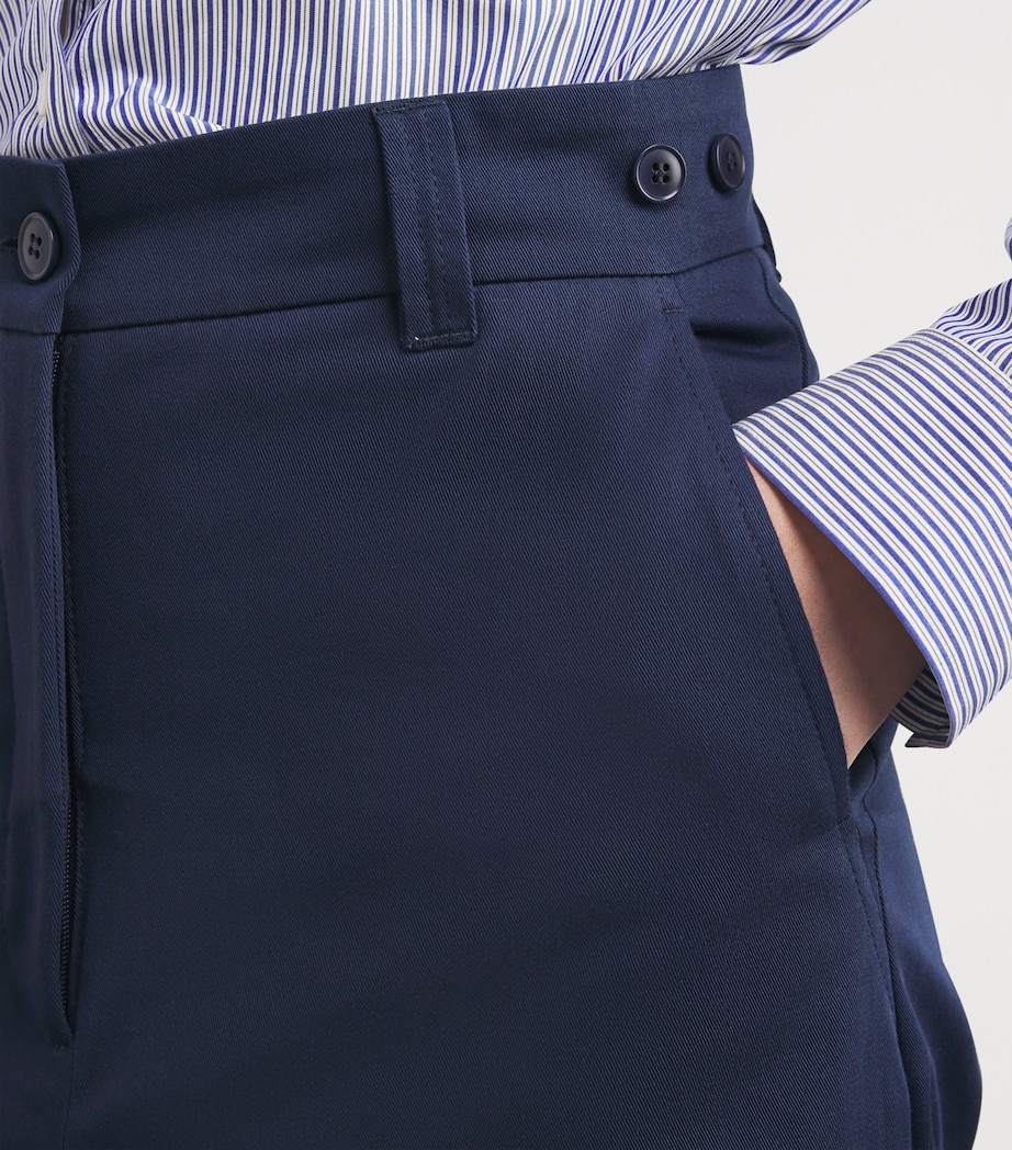 Cotton Wide-Leg Trousers NAVY Image 6