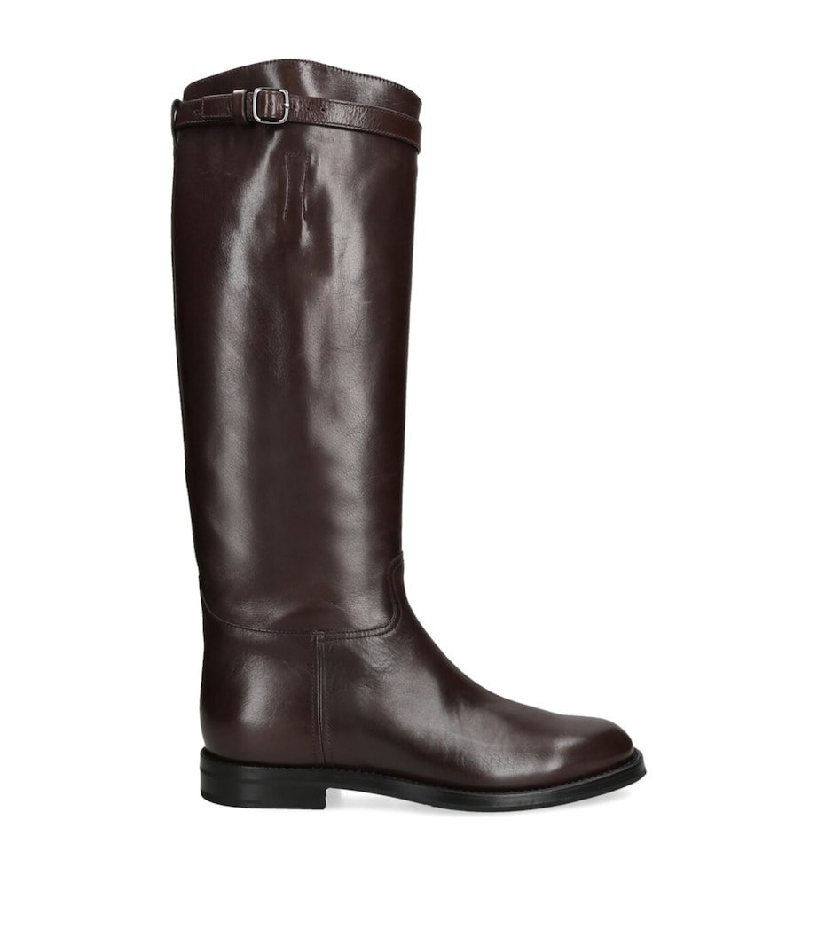 Leather Michelle Knee-High Boots DARK GREEN Image 1