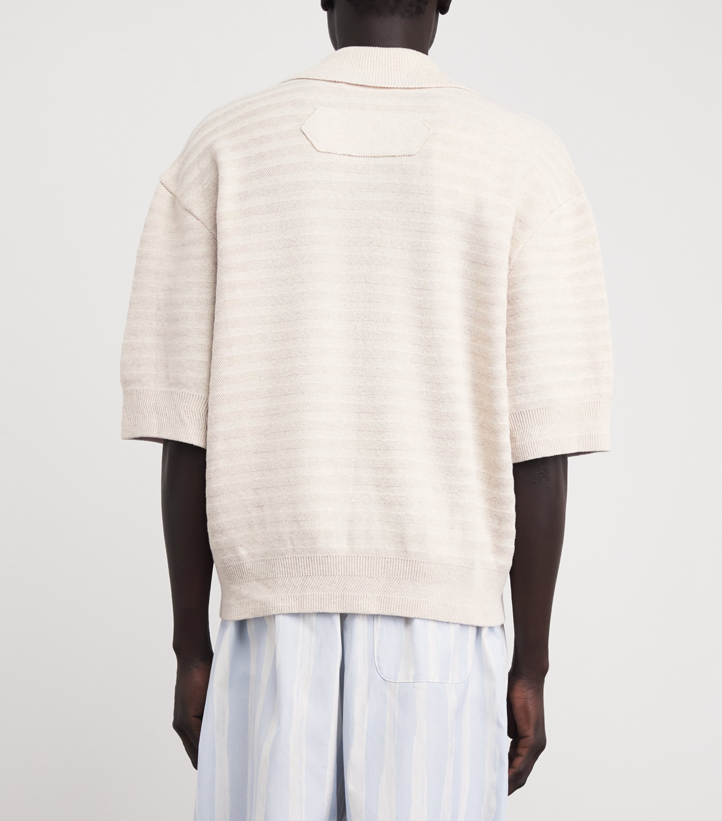 Jacquemus Mens Cotton-Silk Polo Shirt Light Beige Image 5