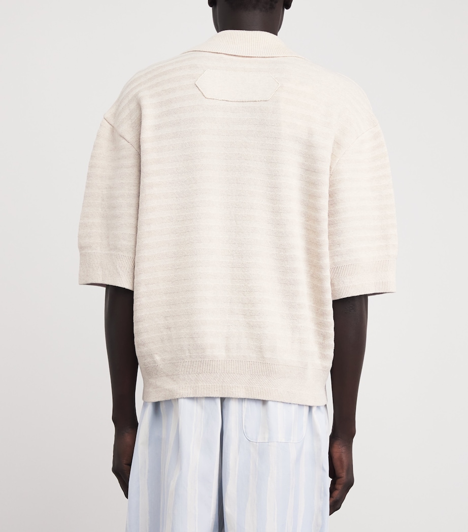 Jacquemus Mens Cotton-Silk Polo Shirt Light Beige Image 5