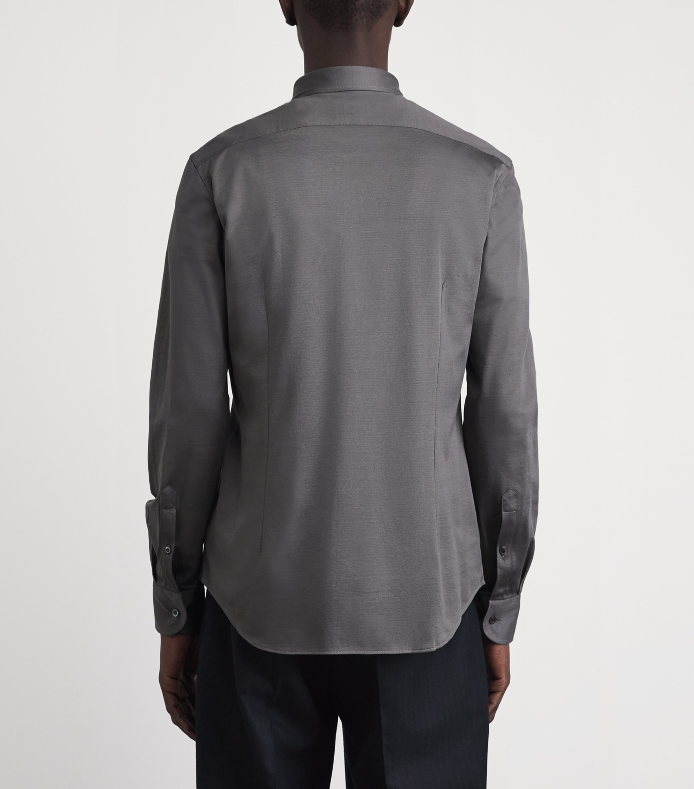 Corneliani Mens Cotton Long-Sleeve Shirt Grey Piece Dyed Image 5