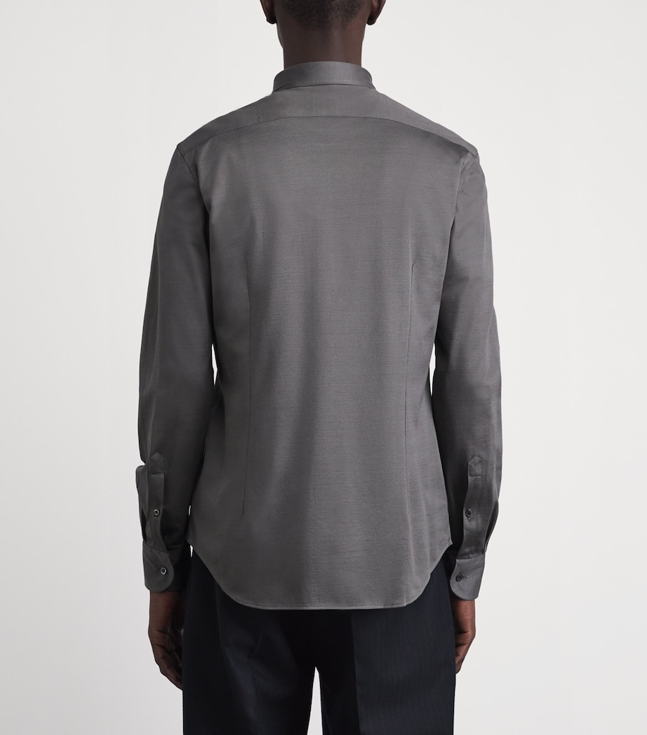 Corneliani Mens Cotton Long-Sleeve Shirt Grey Piece Dyed Image 5