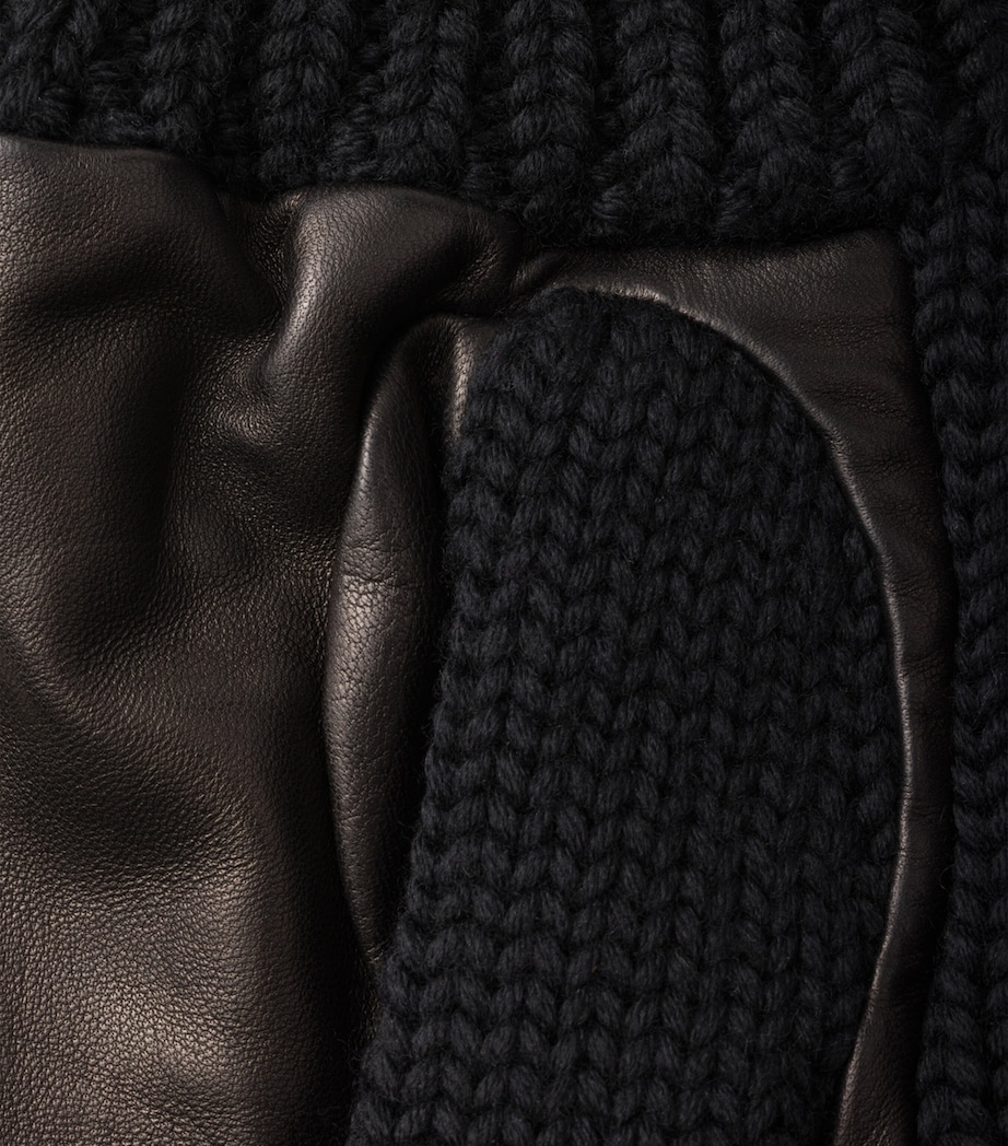 Virgin Wool Nappa Leather-Trimmed Gloves F0002 Image 3