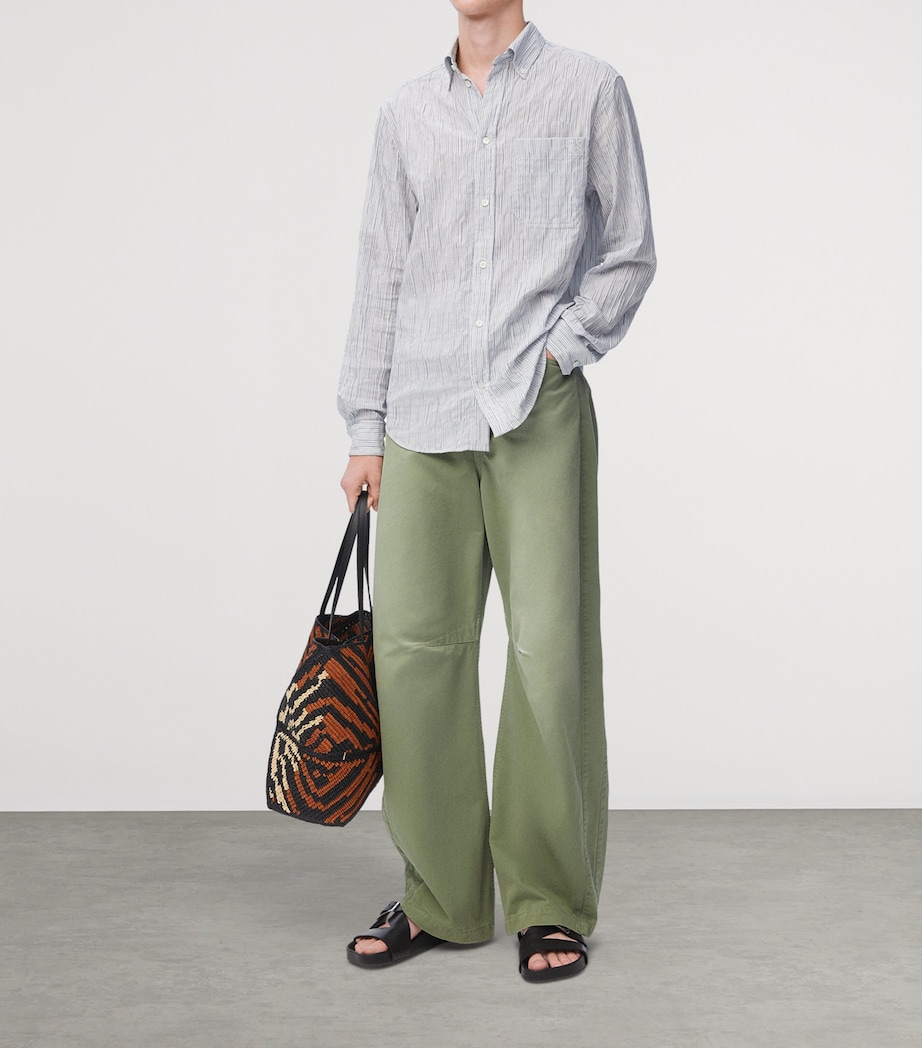 LOEWE x Paula's Ibiza Cotton Twill Washed Barrel Trousers Sage Image 2