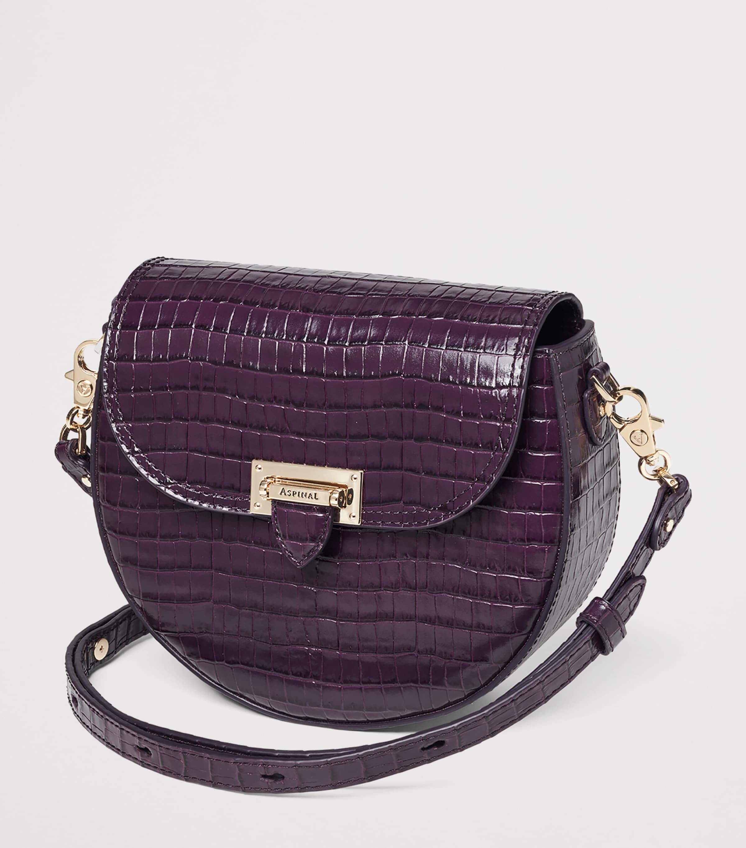 Aspinal Of London Leather Croc-Embossed Portobello Cross-Body Bag Fig Image 2