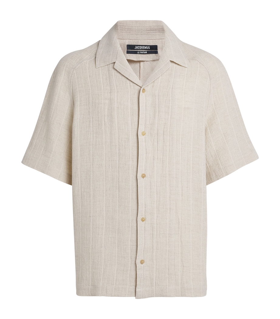 Cotton-Linen Shirt 1KE-RIB KNIT LIG BEI Image 1