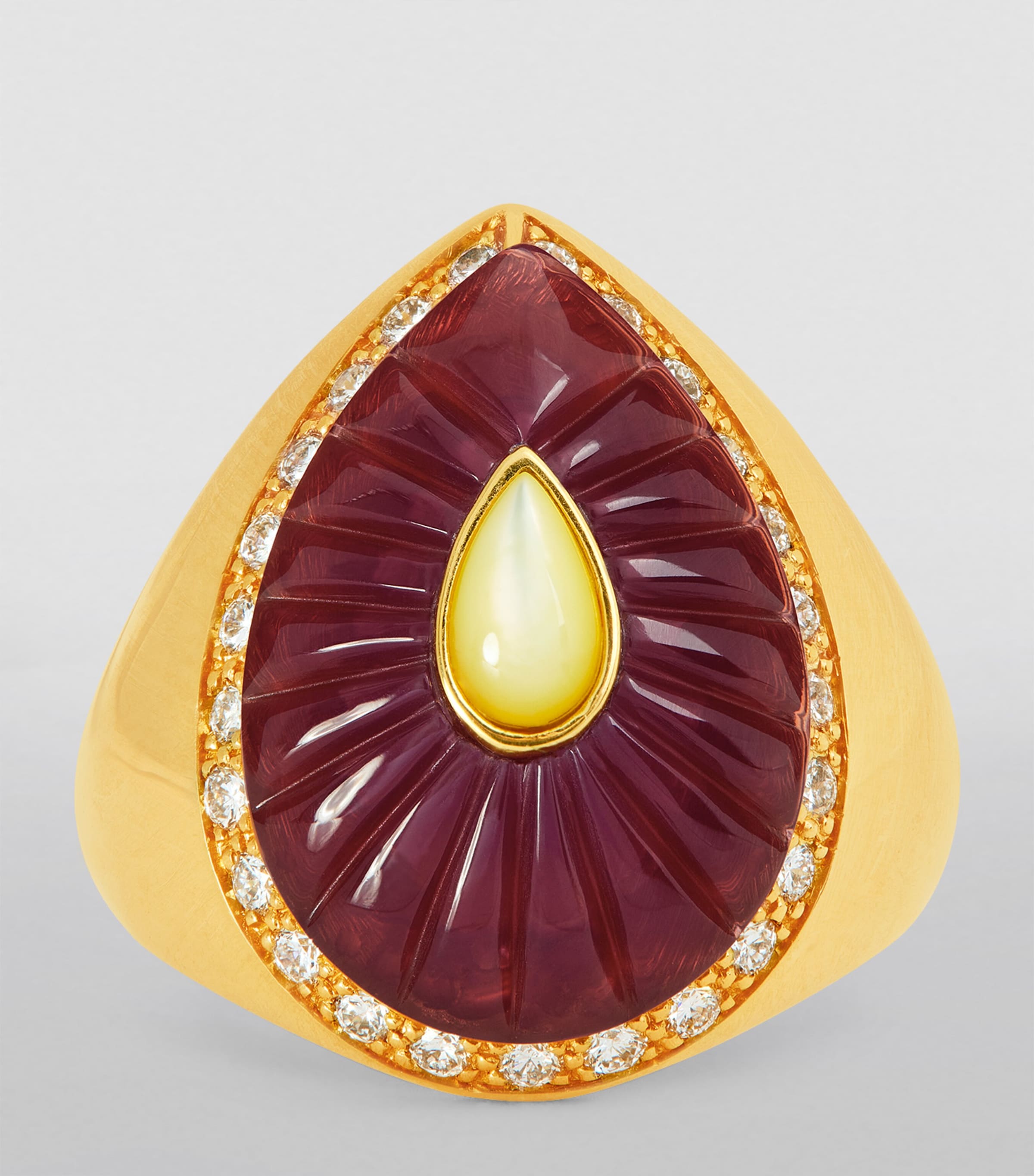 Yellow Gold, Diamond and Amethyst Bond Street Pinky Ring YELLOW GOLD Image 3