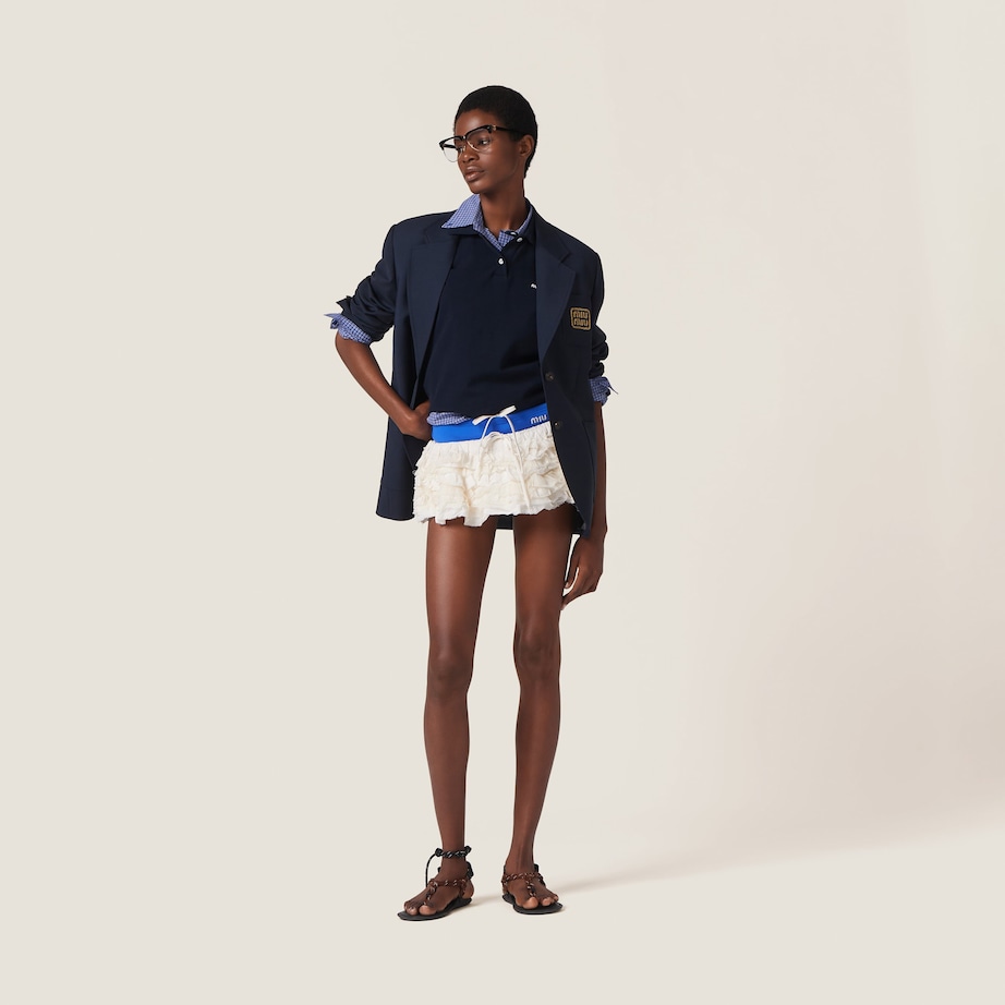 Miu Miu Womens Slubbed Canvas Mini Skirt Image 2