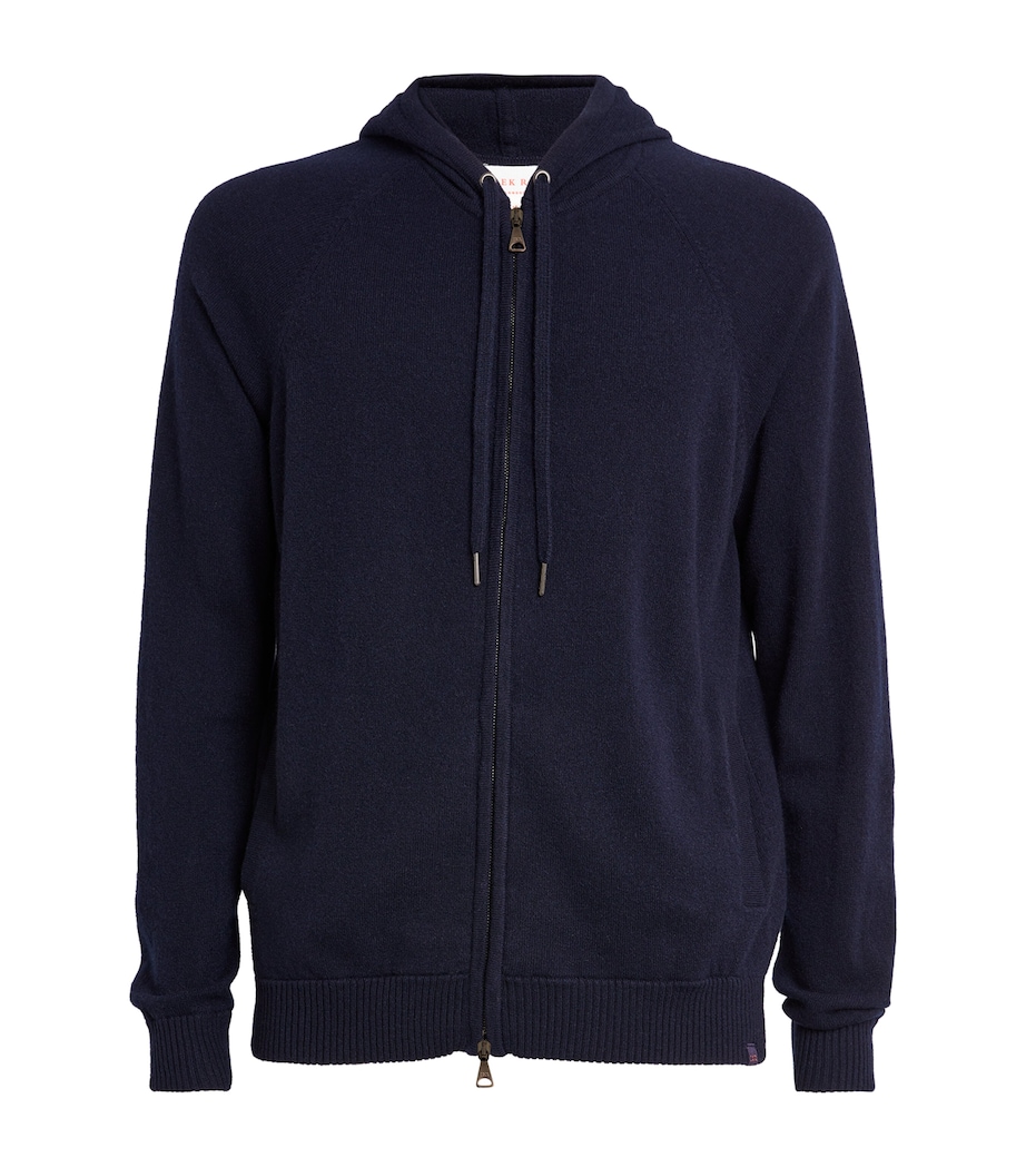 Derek Rose Mens Cashmere Finley Zip-Up Hoodie Nav/navy Image 1
