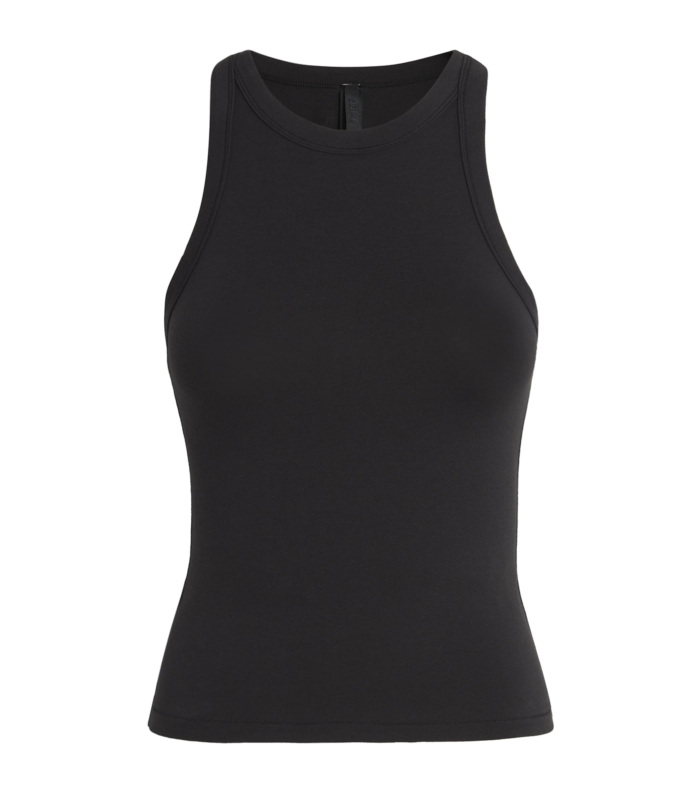 Shop Skims Cotton Jersey Tank Top In Black