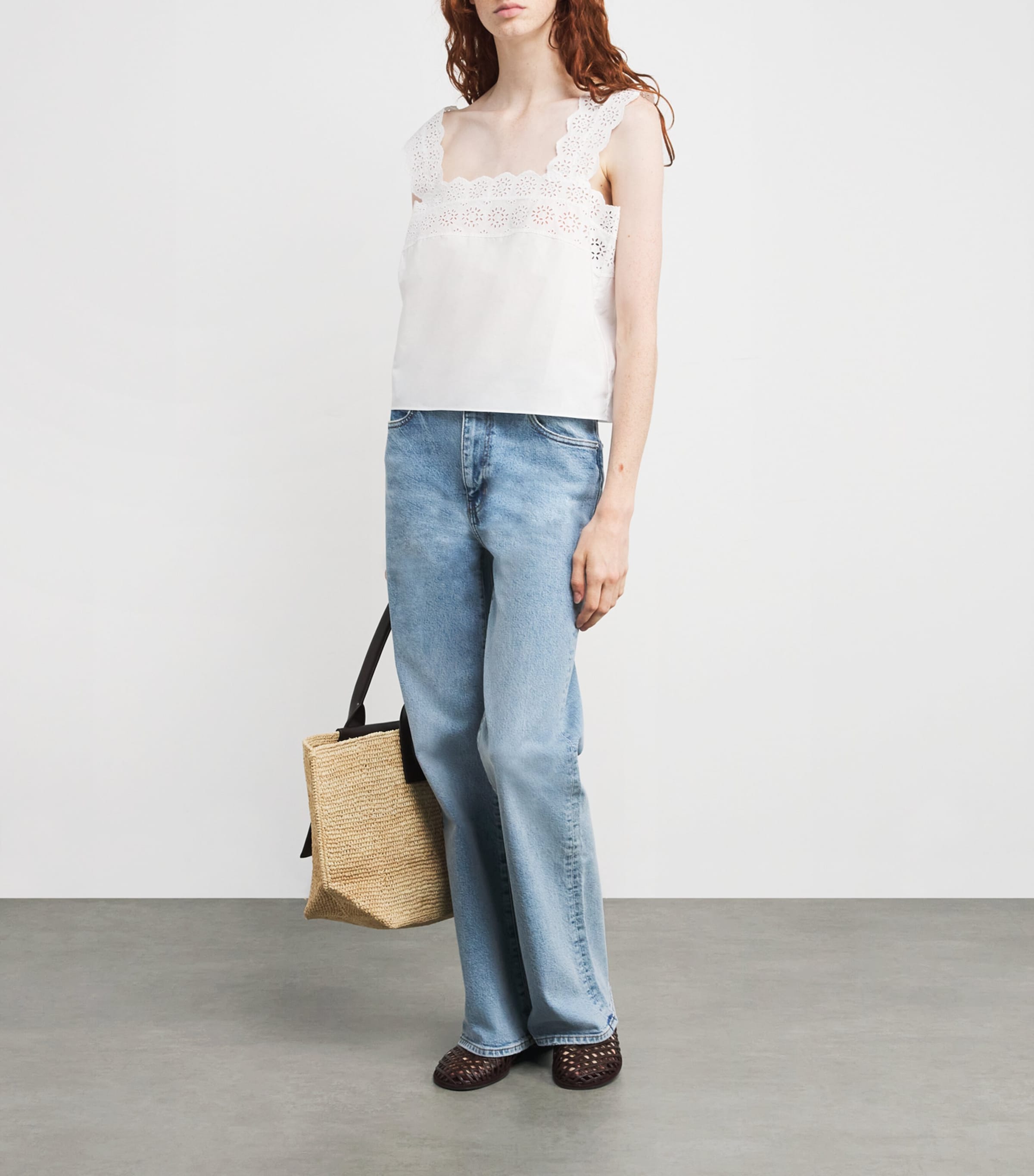 Organic Cotton The Eyelet Tank Top WHITE Image 2