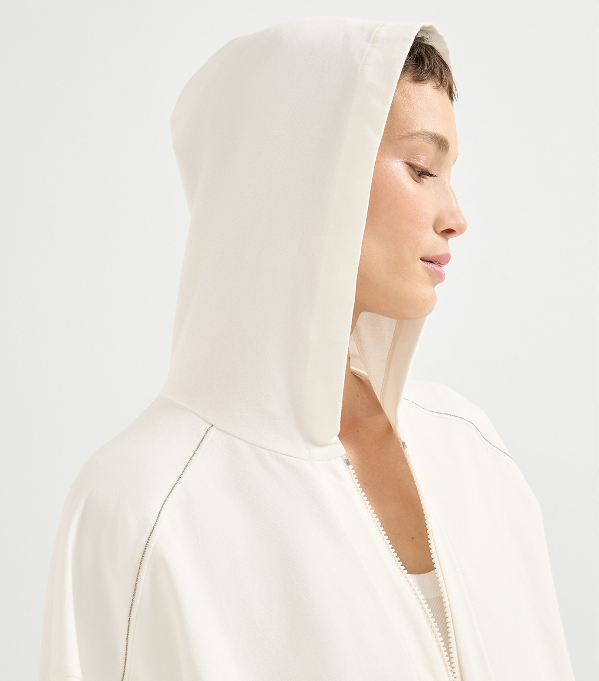 Brunello Cucinelli Womens Stretch-Cotton Zip-Up Hoodie Image 5
