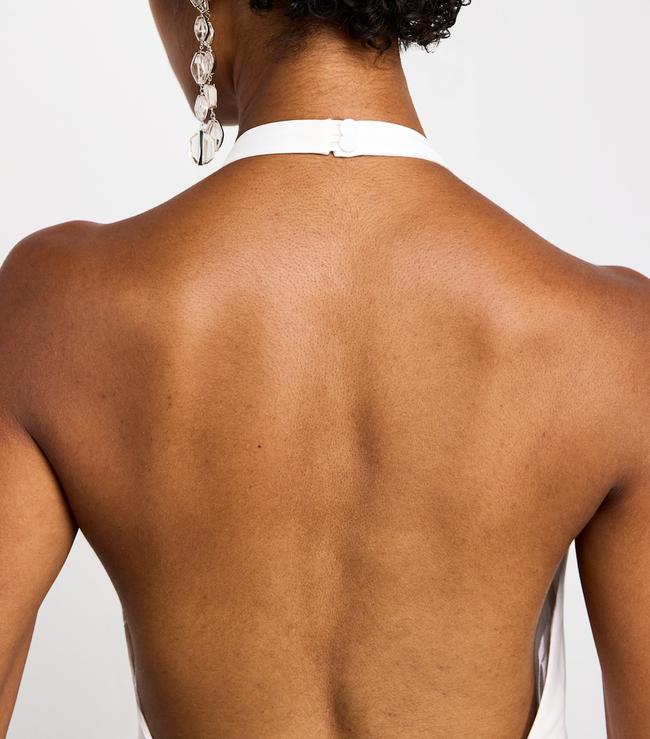 Cotton-Blend Halterneck Midi Dress WHITE Image 6