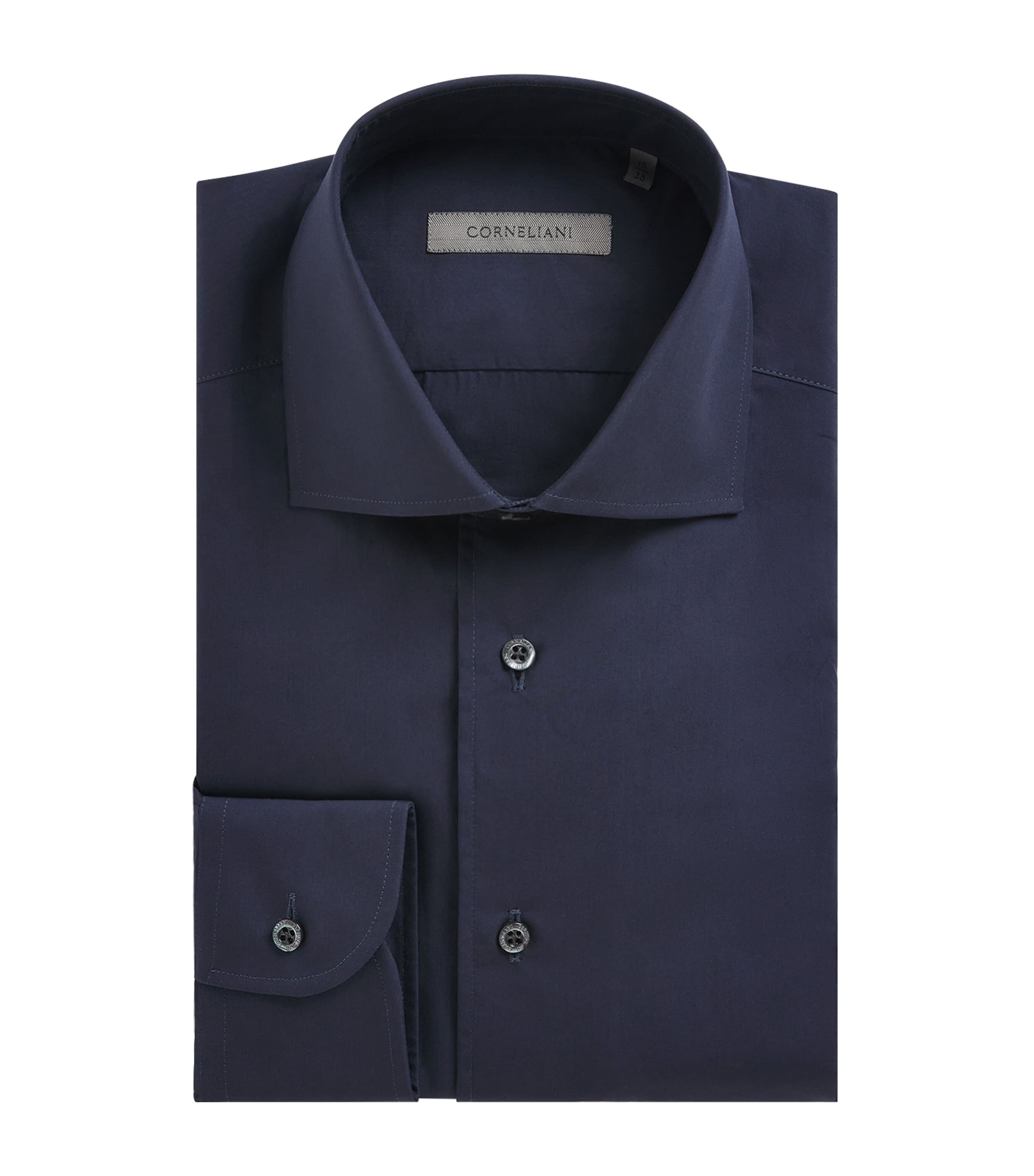 Corneliani Mens Cotton Formal Shirt Navy Blue Image 1