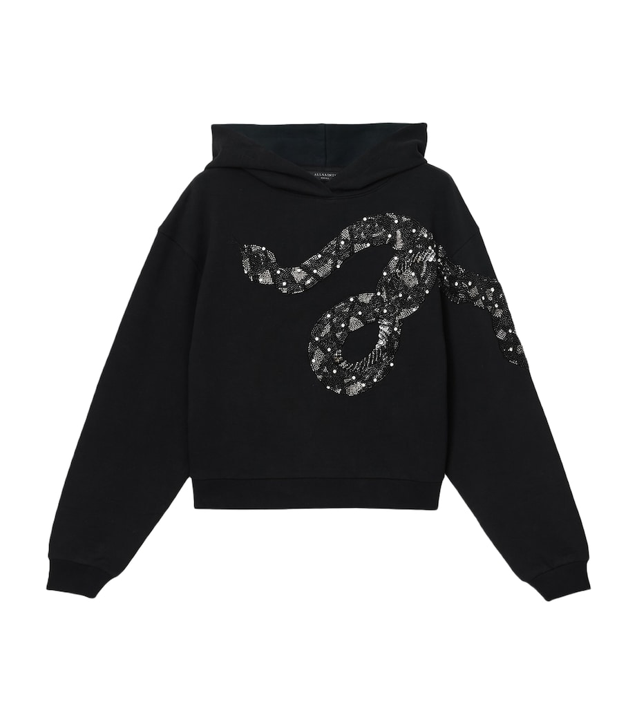 Cotton Embellished Pippa Hoodie BLACK Image 1