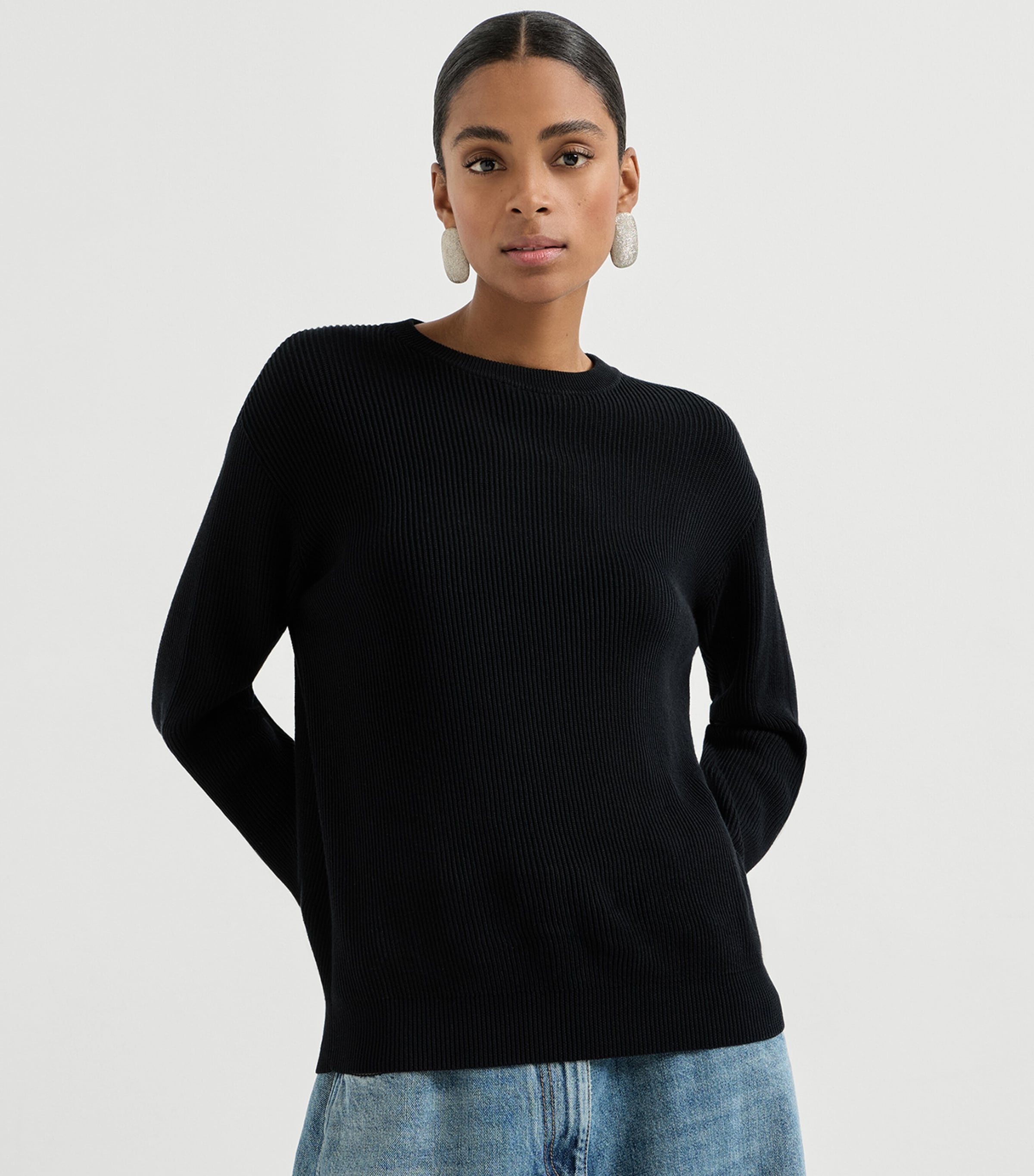 Brunello Cucinelli Womens Cotton Monili-Detail Sweater Image 2