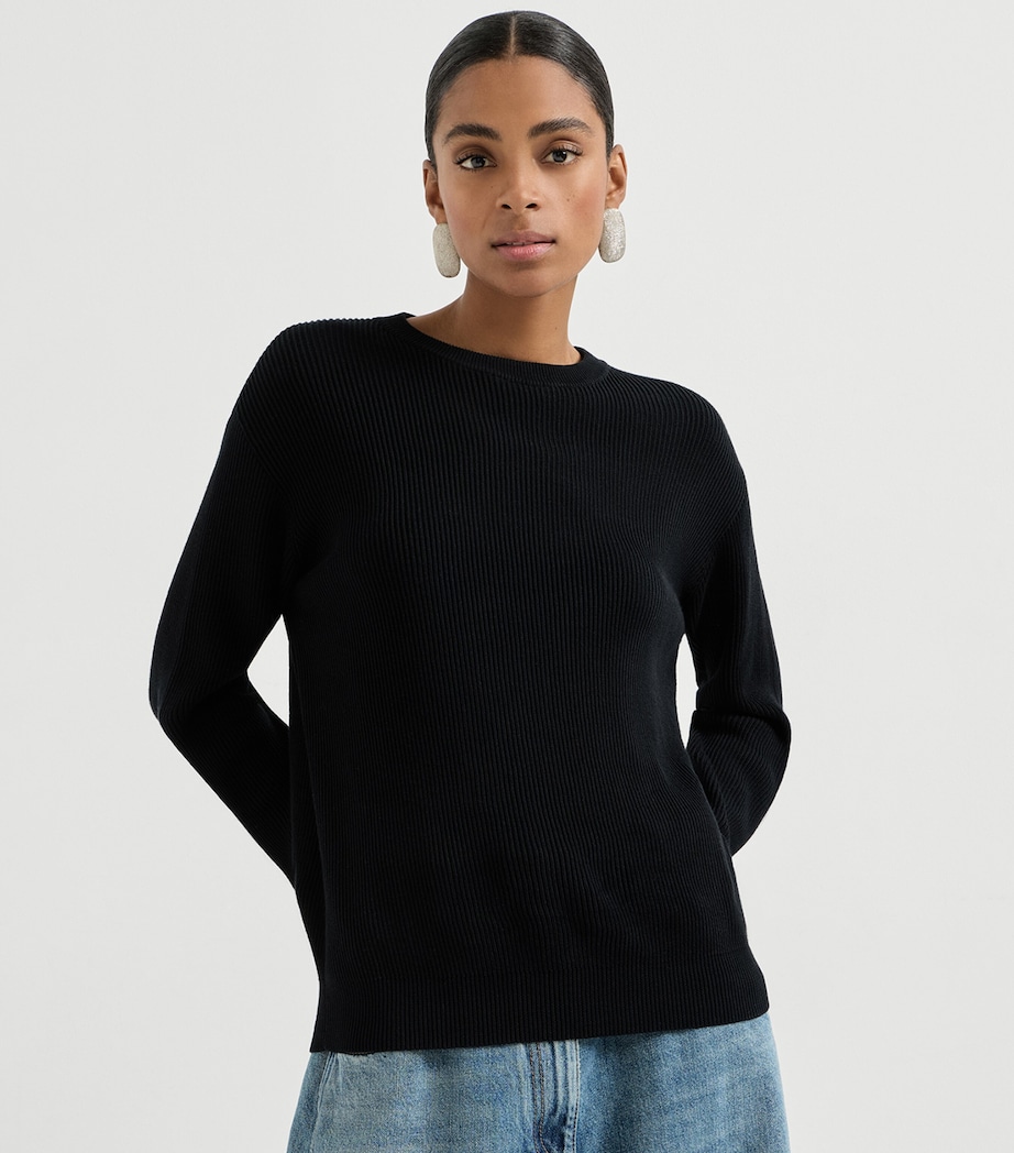 Brunello Cucinelli Womens Cotton Monili-Detail Sweater Image 2