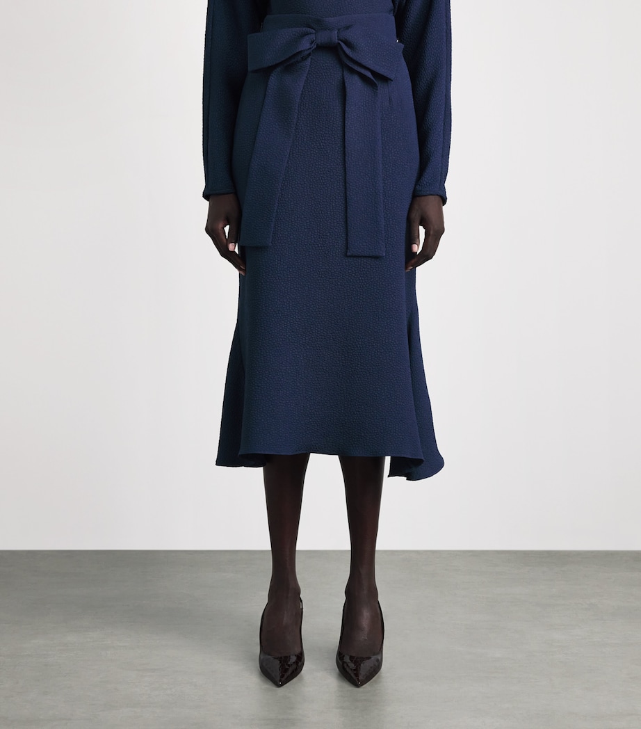Edeline Lee Womens Jacquard Bow Midi Skirt Nav/navy Image 4
