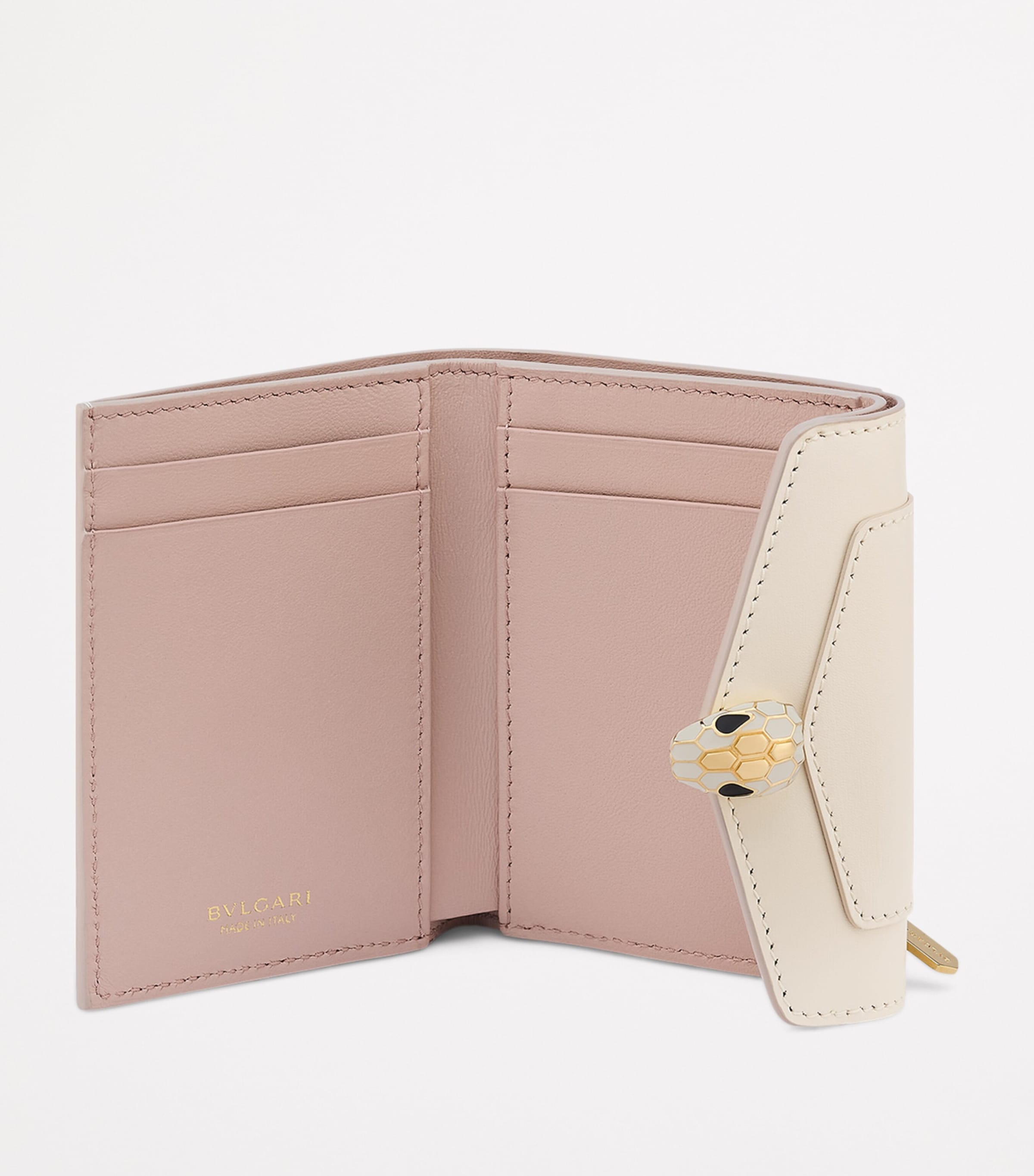 Bvlgari Leather Serpenti Forever Compact Wallet White Image 3