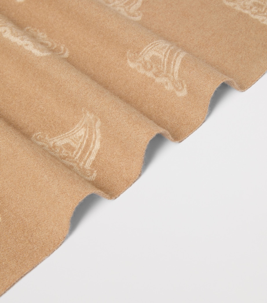 Max Mara Cashmere Logo Scarf Camel Image 3