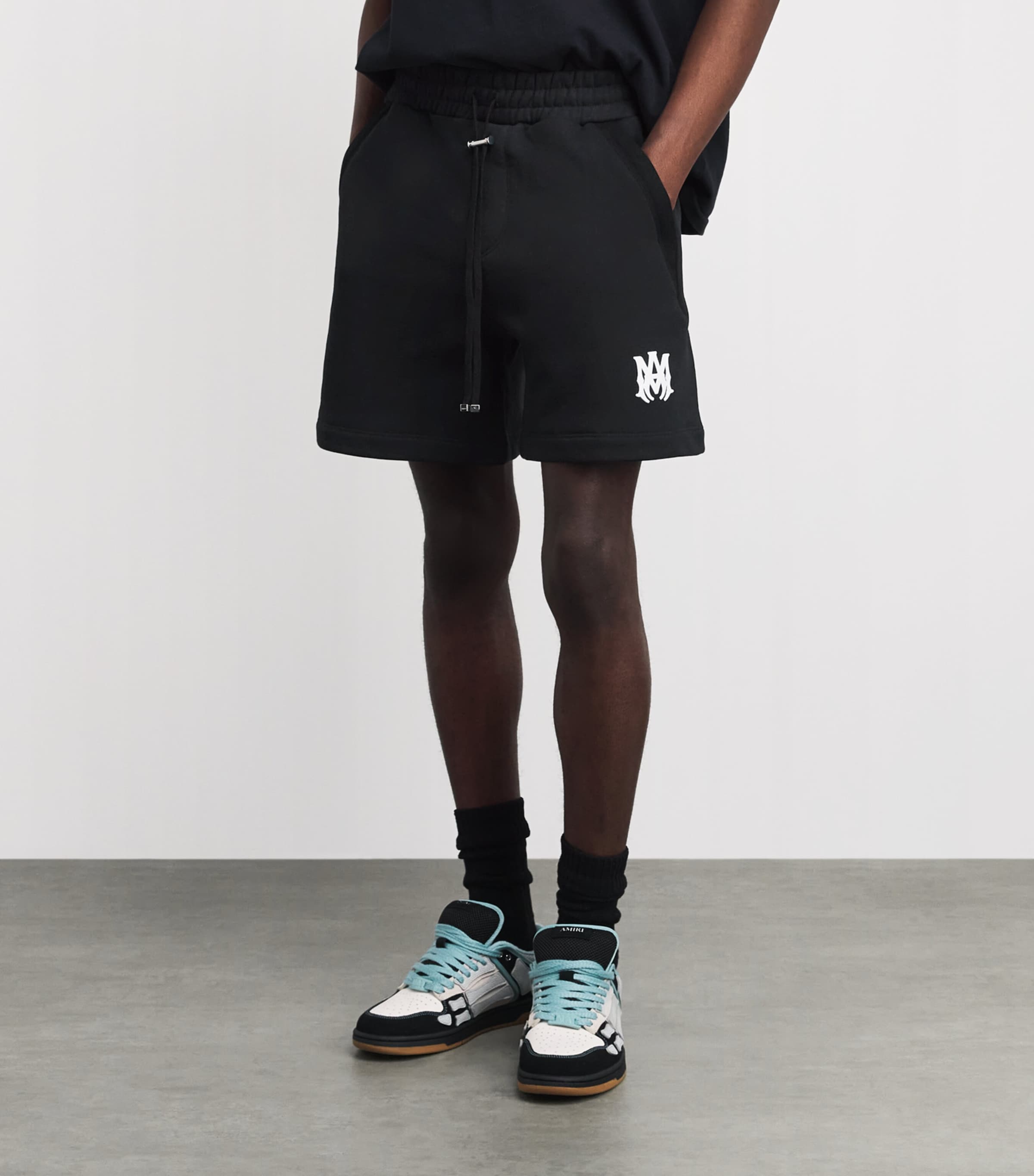 AMIRI Mens Cotton MA Logo Sweat Shorts Black Image 4