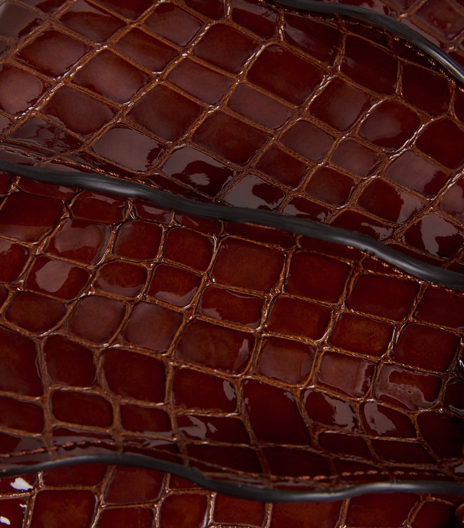 Mini Croc-Embossed Leather Adria Cross-Body Bag CHESTNUT Image 4